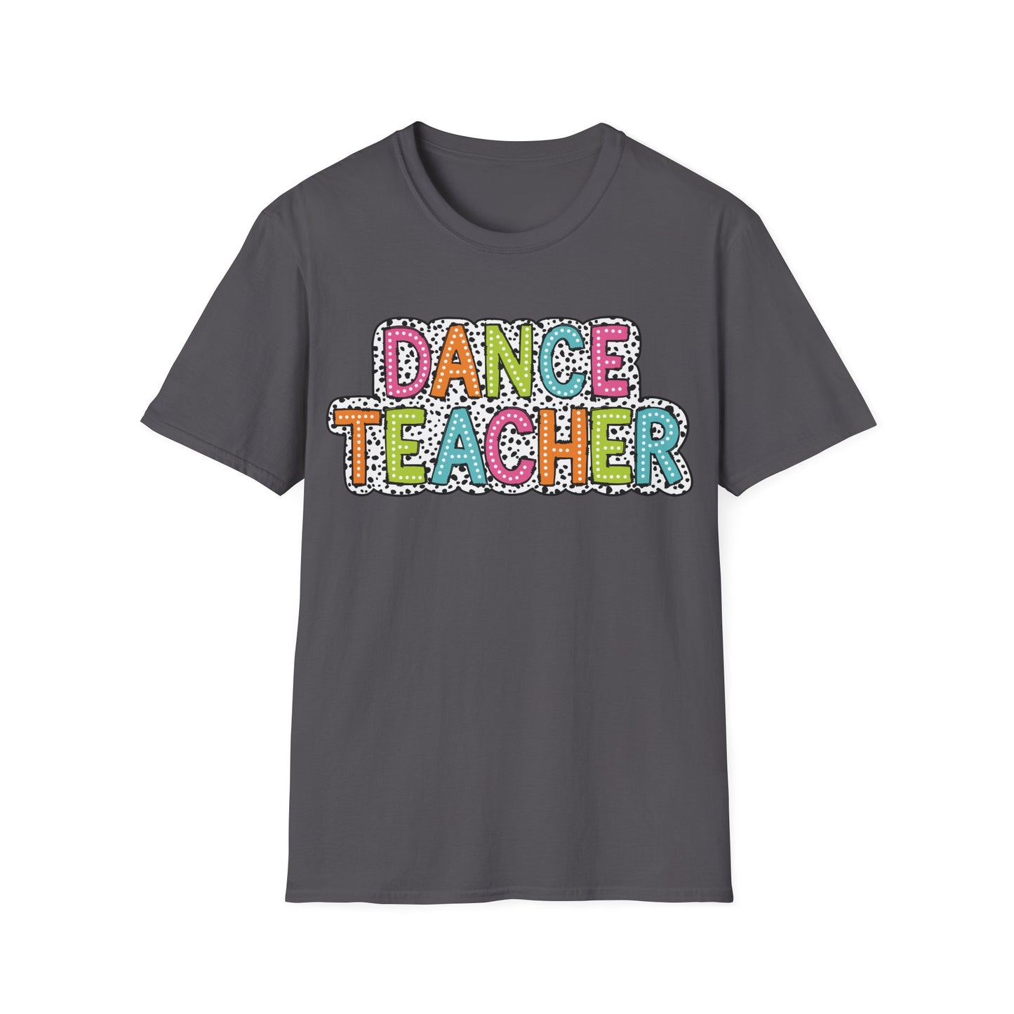 Dance Teacher T-Shirt – Colorful Dalmatian Dot Print Tee