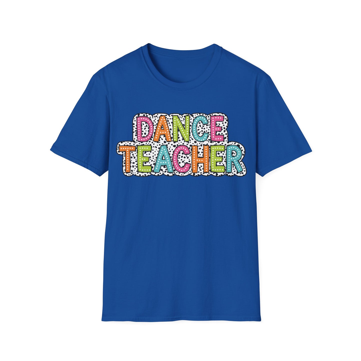 Dance Teacher T-Shirt – Colorful Dalmatian Dot Print Tee