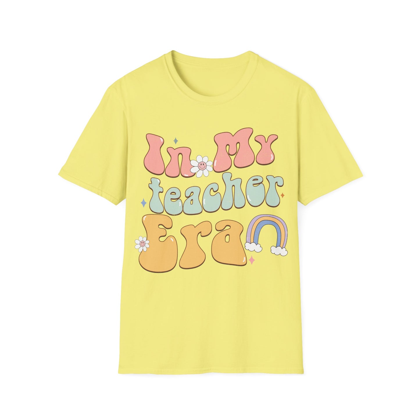 Teacher Era Unisex Jersey T-shirt - Retro Rainbow Design
