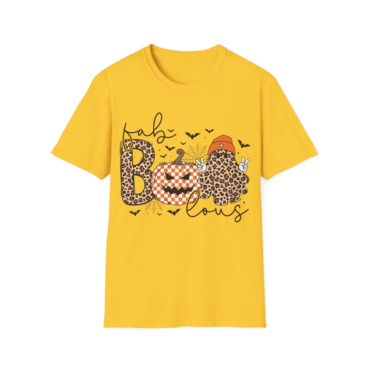 BOO Leopard Print Halloween T-Shirt | Peace Sign Ghost Pumpkin Tee