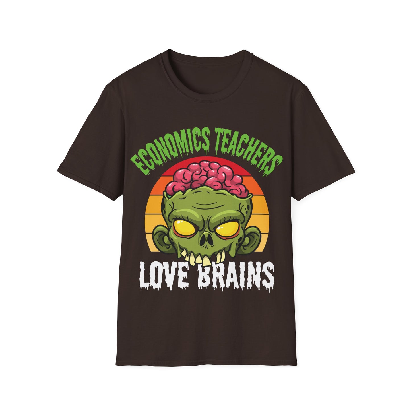 Economics Teachers Love Brains T-Shirt | Funny Zombie Halloween Teacher Tee