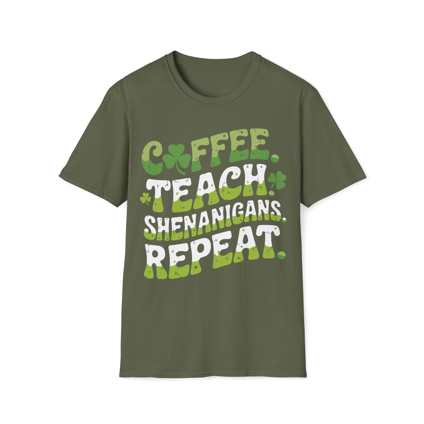 St Patricks Day Coffee Teach Shenanigans Unisex Soft style T-Shirt for Teachers