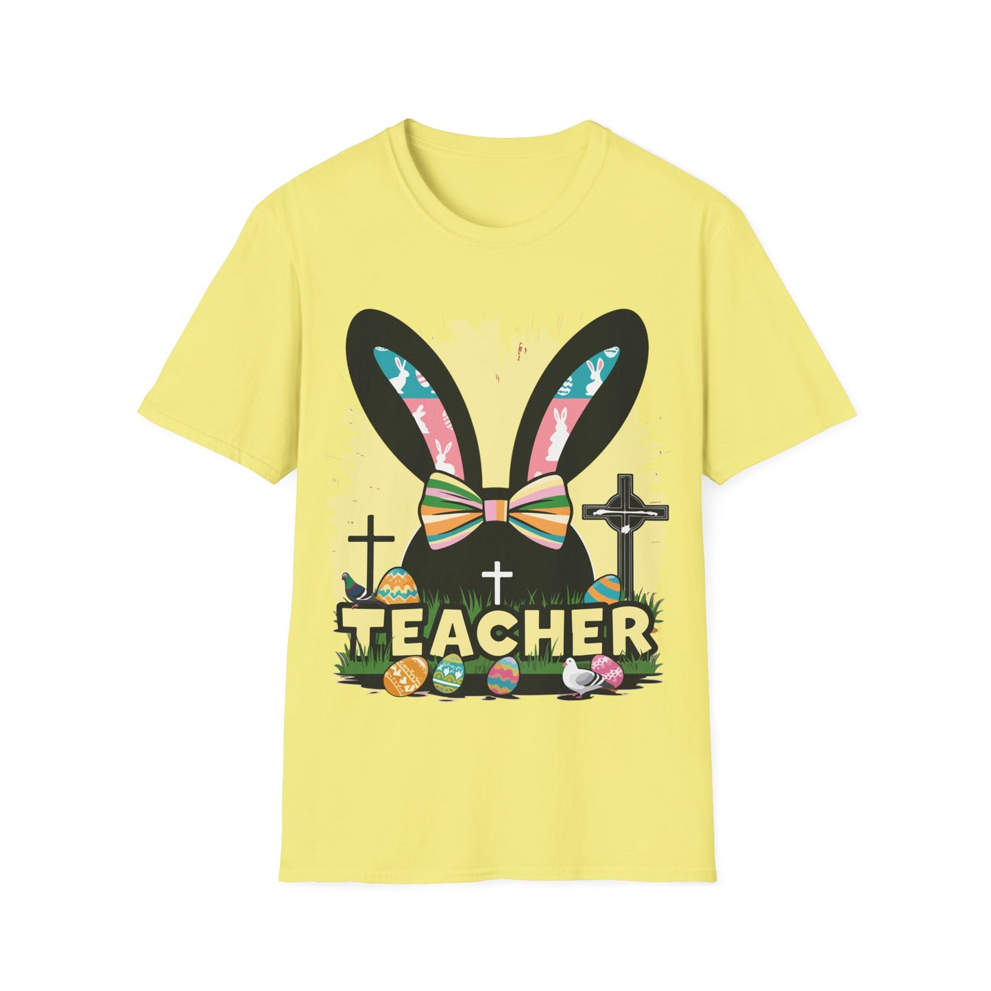 Easter Teacher Tee - Cute Bunny Design with Eggs