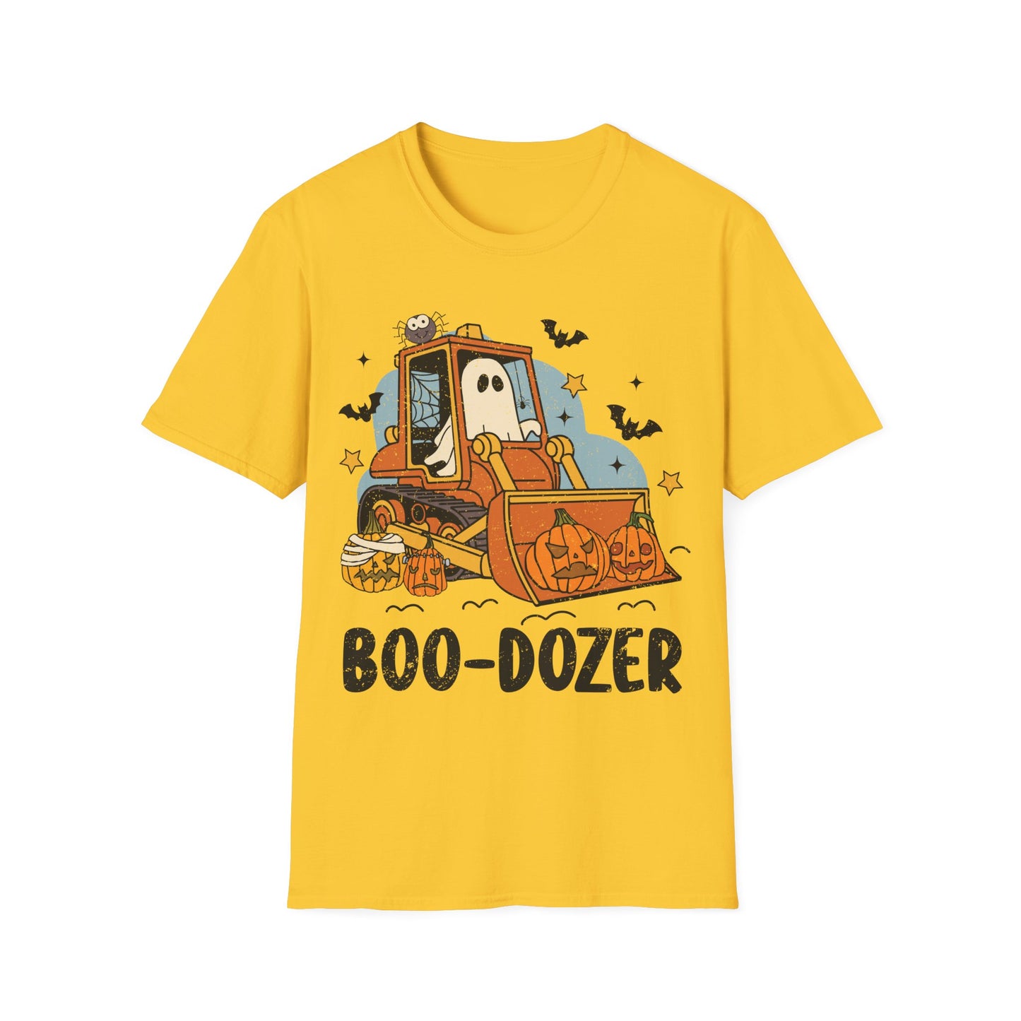 Boo-Dozer Halloween T-Shirt | Funny Ghost Pumpkin Bulldozer Tee