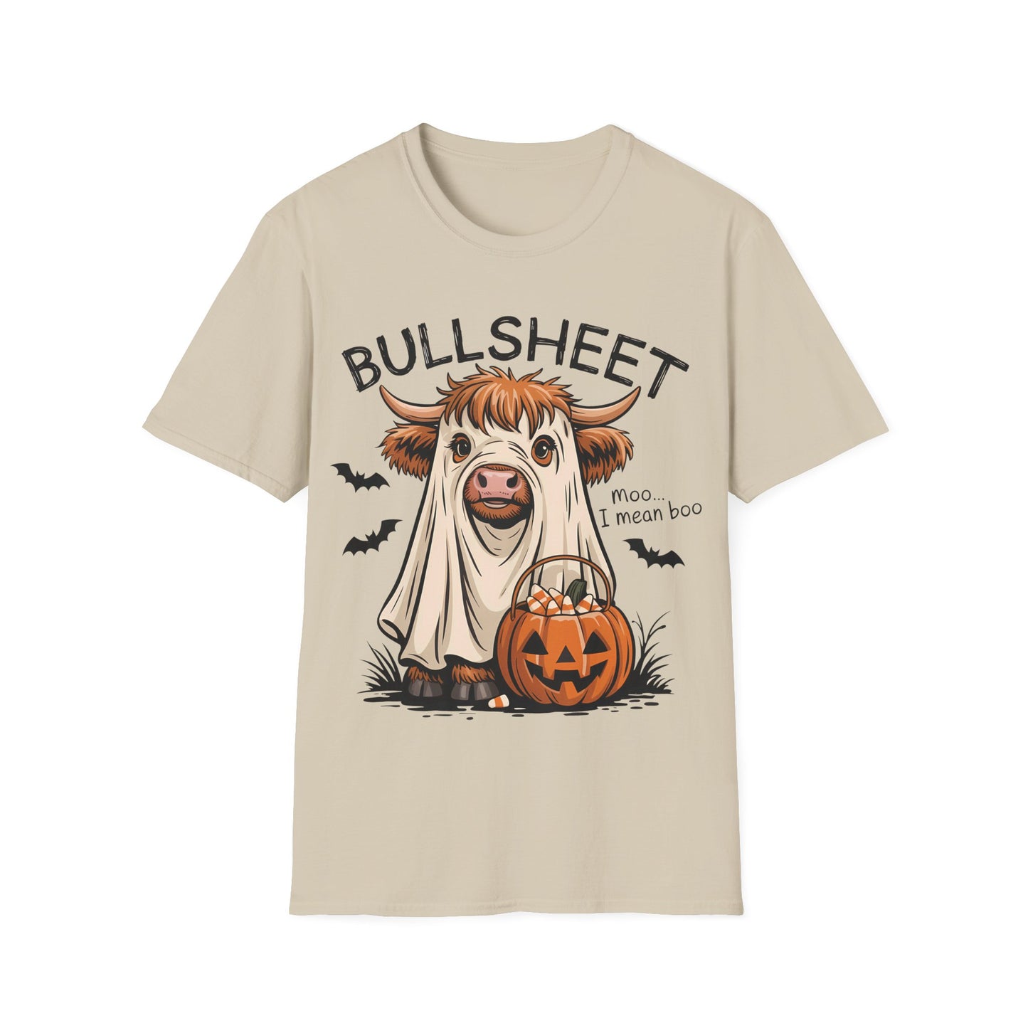Bullsheet Halloween T-Shirt | Funny Highland Cow Ghost Teacher Tee