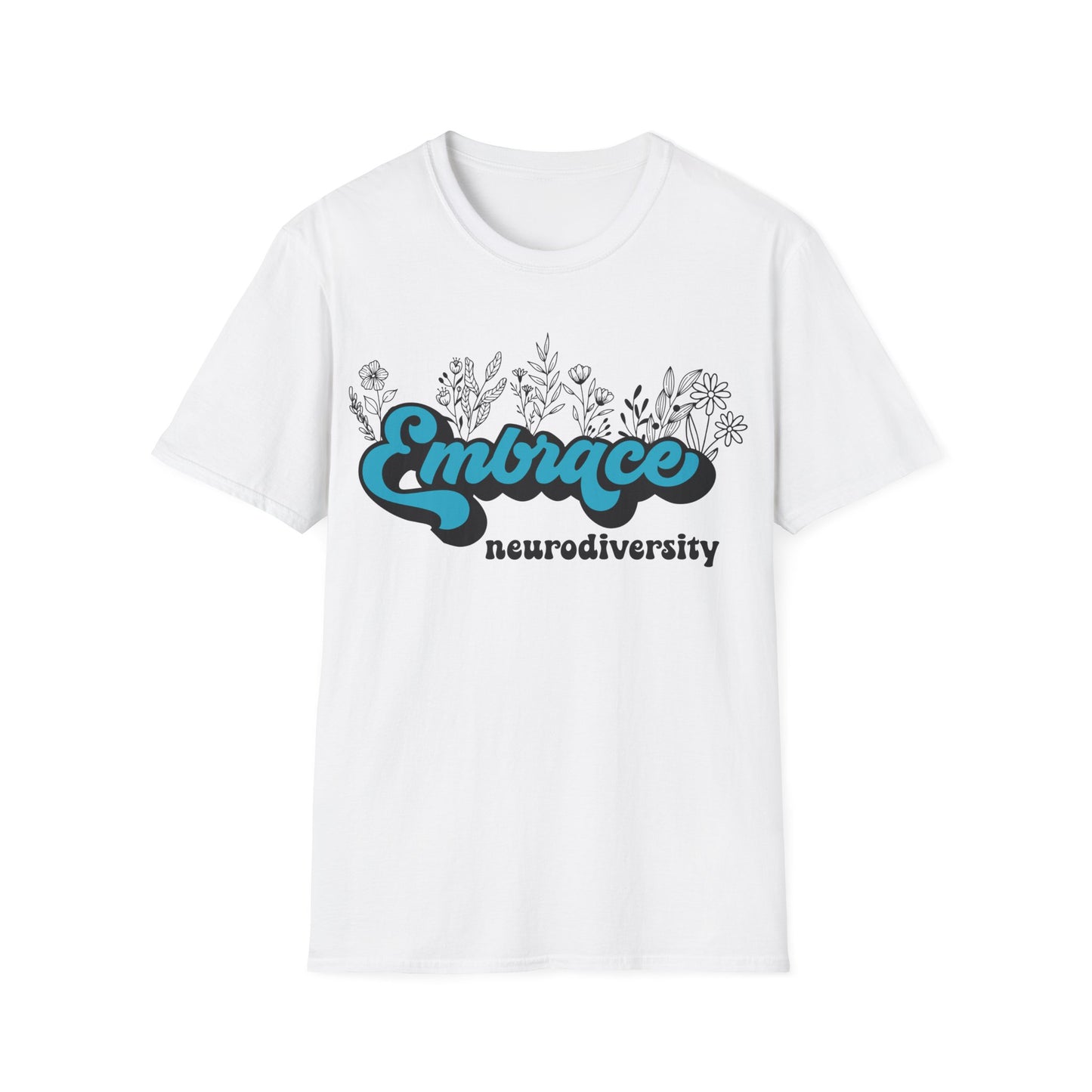 Embrace Diversity Blue Graphic - Celebrating Neurodiversity + Inclusion - T-Shirt