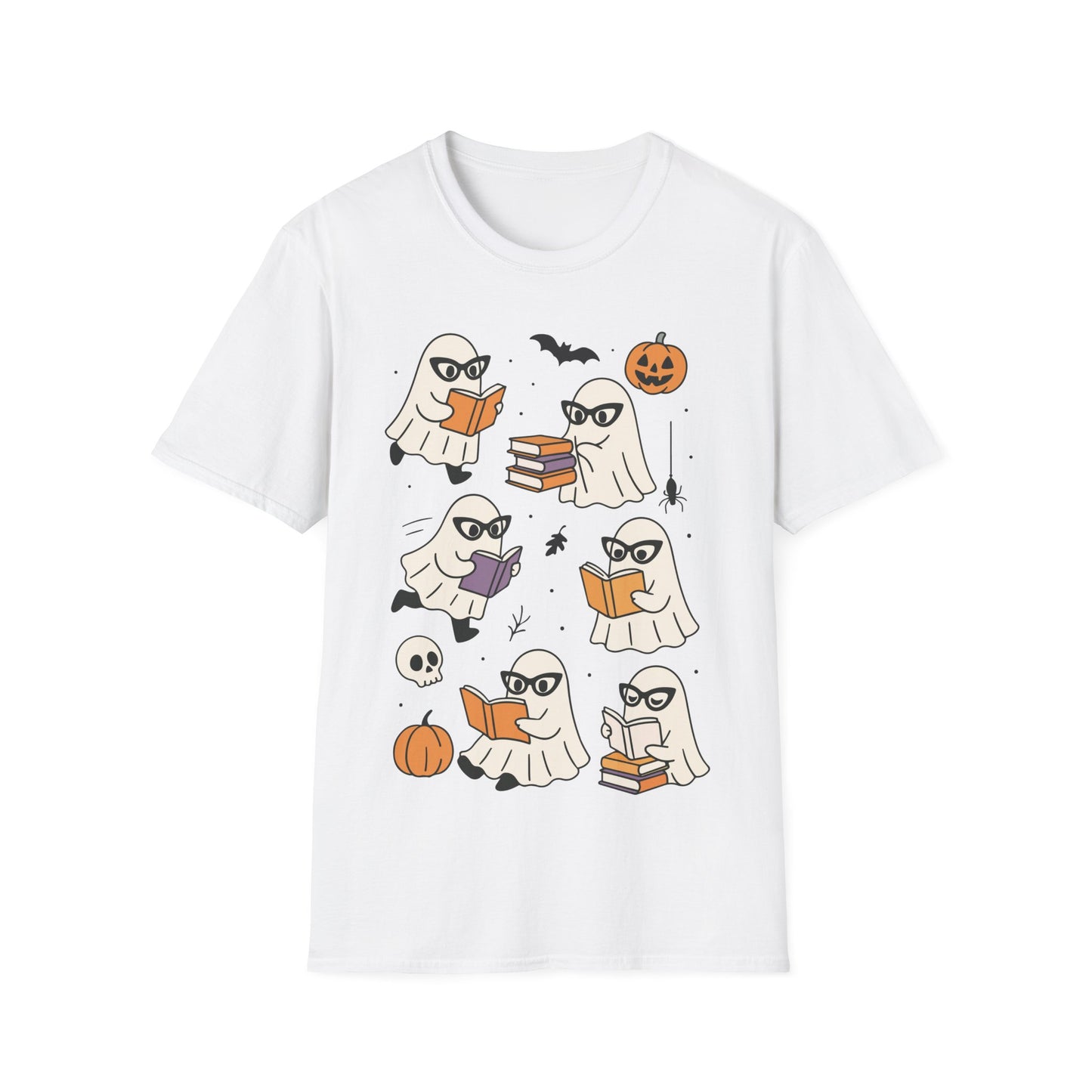 Spooky Bookish Ghosts Shirt – Cute Teacher Halloween Reading T-Shirt