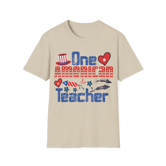 One American Teacher 4th July Celebration - Unisex Short Sleeve T-Shirt