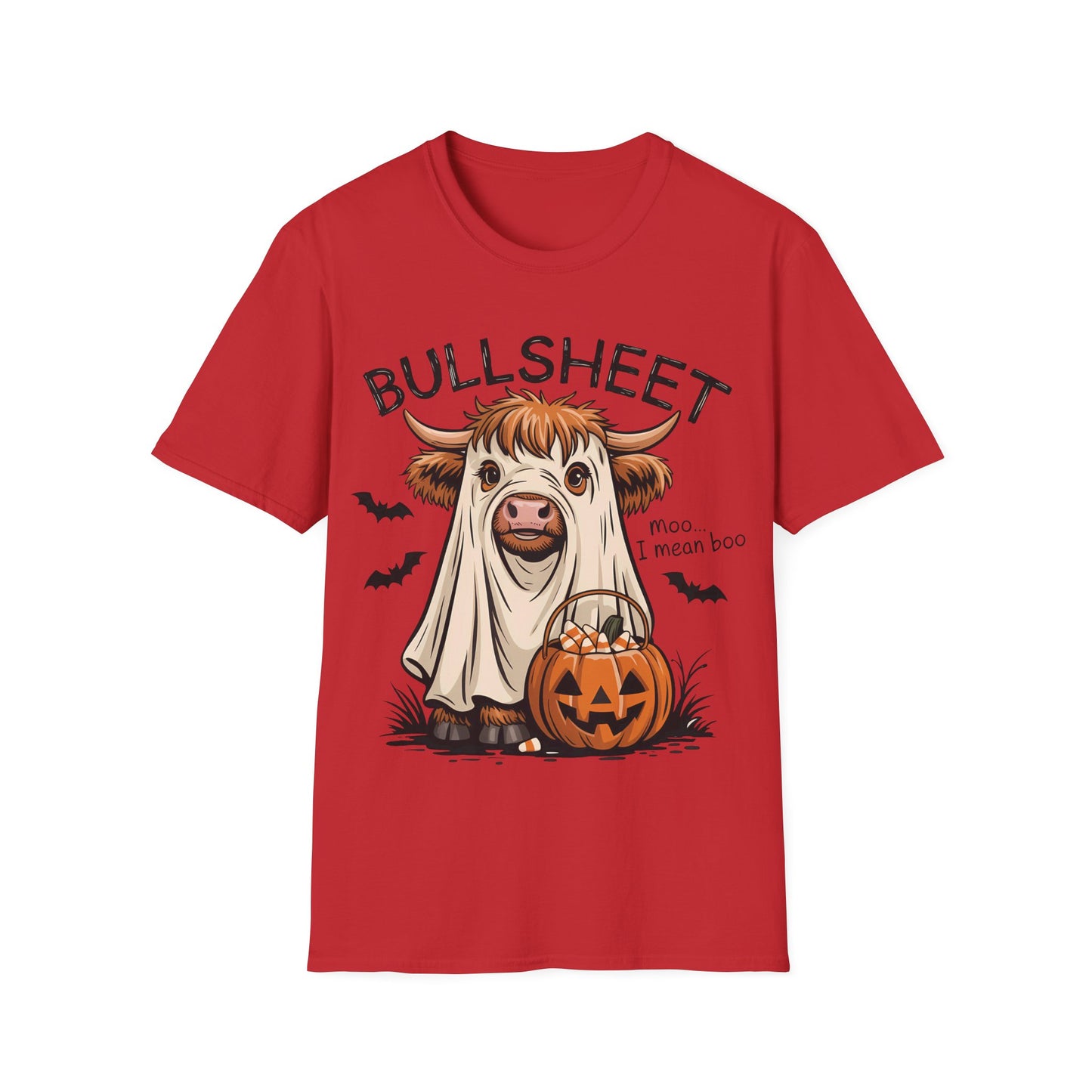 Bullsheet Halloween T-Shirt | Funny Highland Cow Ghost Teacher Tee