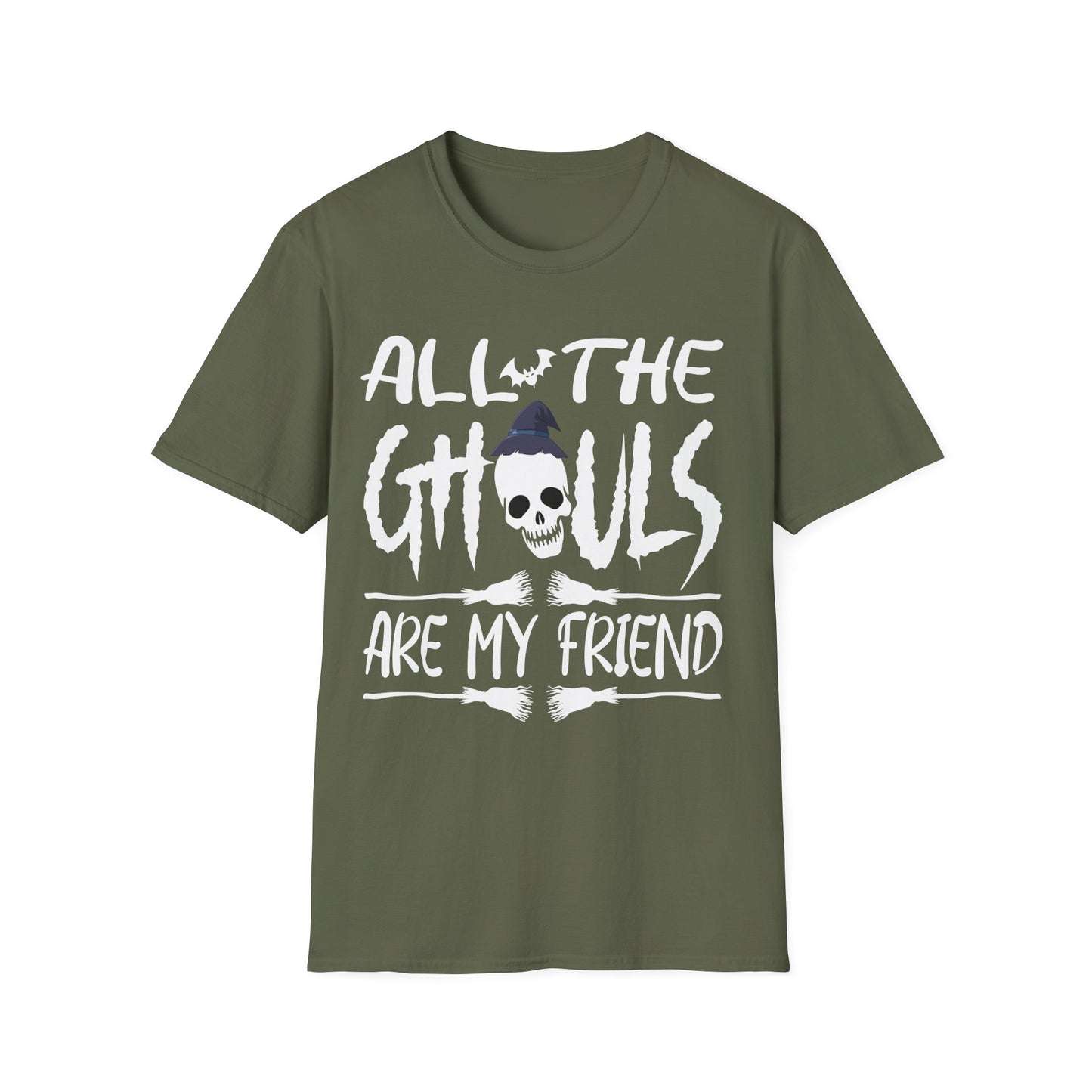 All The Ghouls Are My Friend Halloween Shirt | Funny Skull Witch Hat Graphic Tee