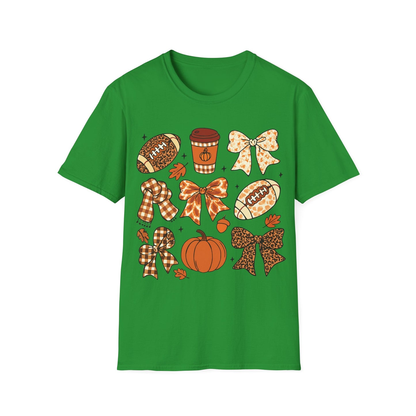 Fall Football Pumpkin Bow T-Shirt – Cute Autumn Game Day Tee