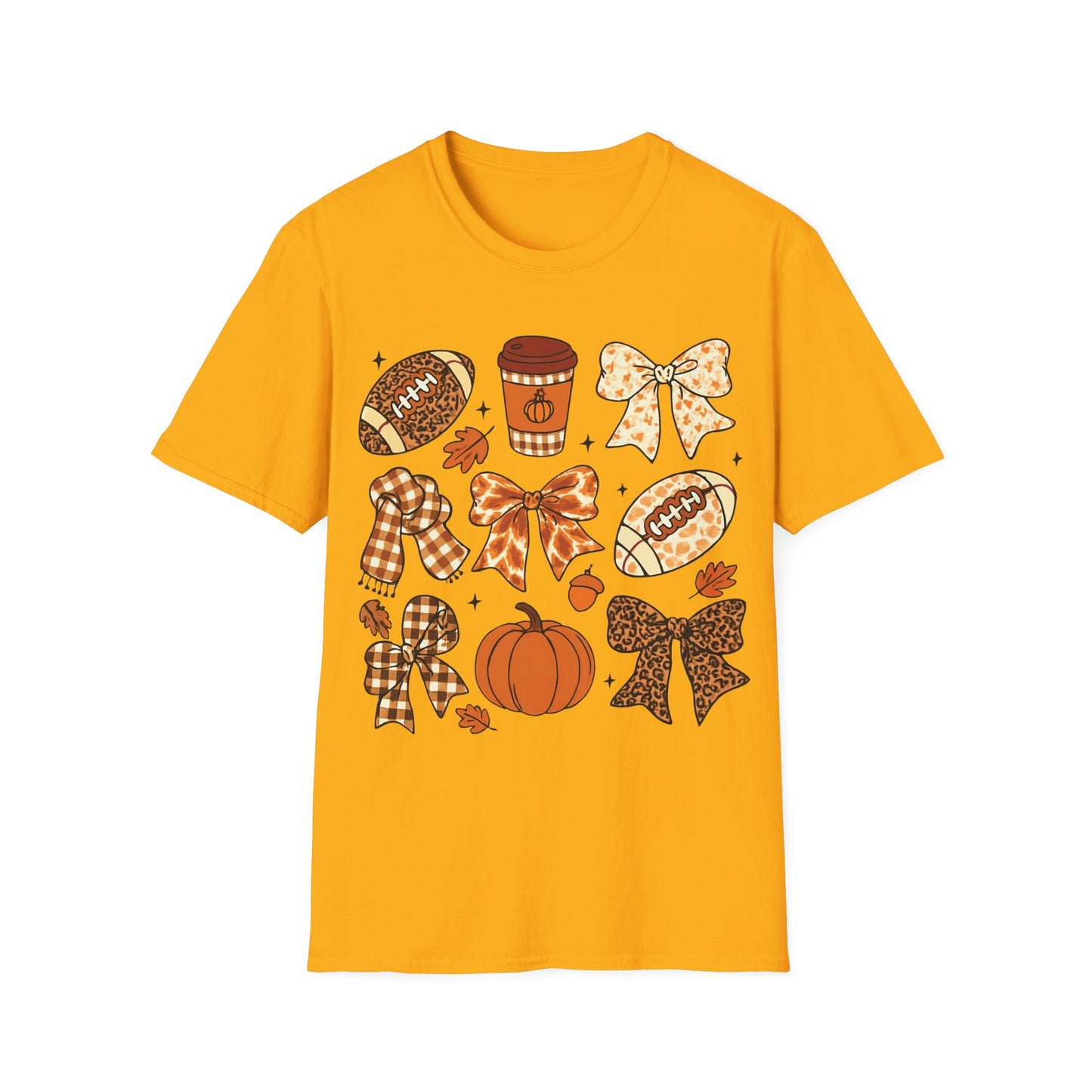 Fall Football Pumpkin Bow T-Shirt – Cute Autumn Game Day Tee
