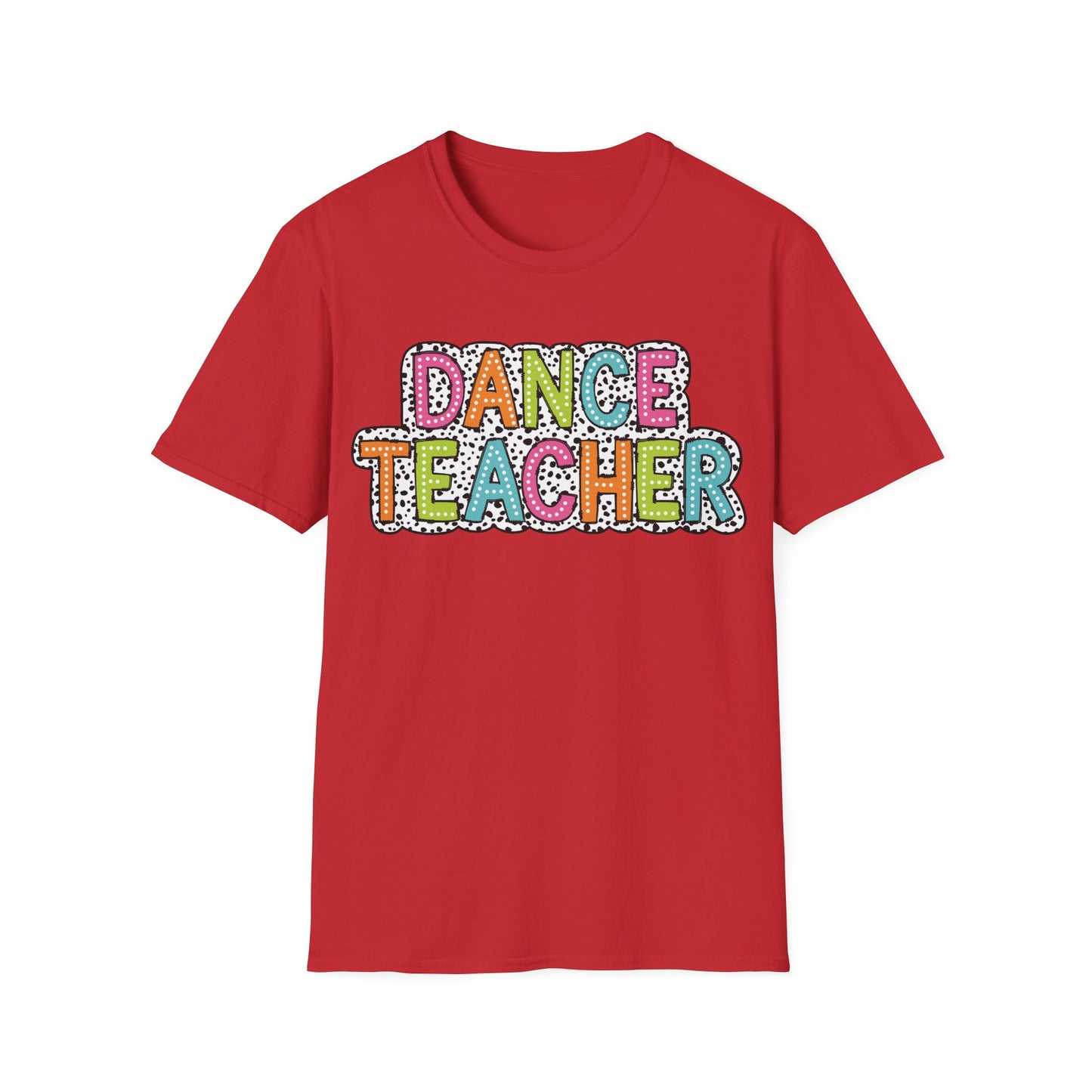 Dance Teacher T-Shirt – Colorful Dalmatian Dot Print Tee