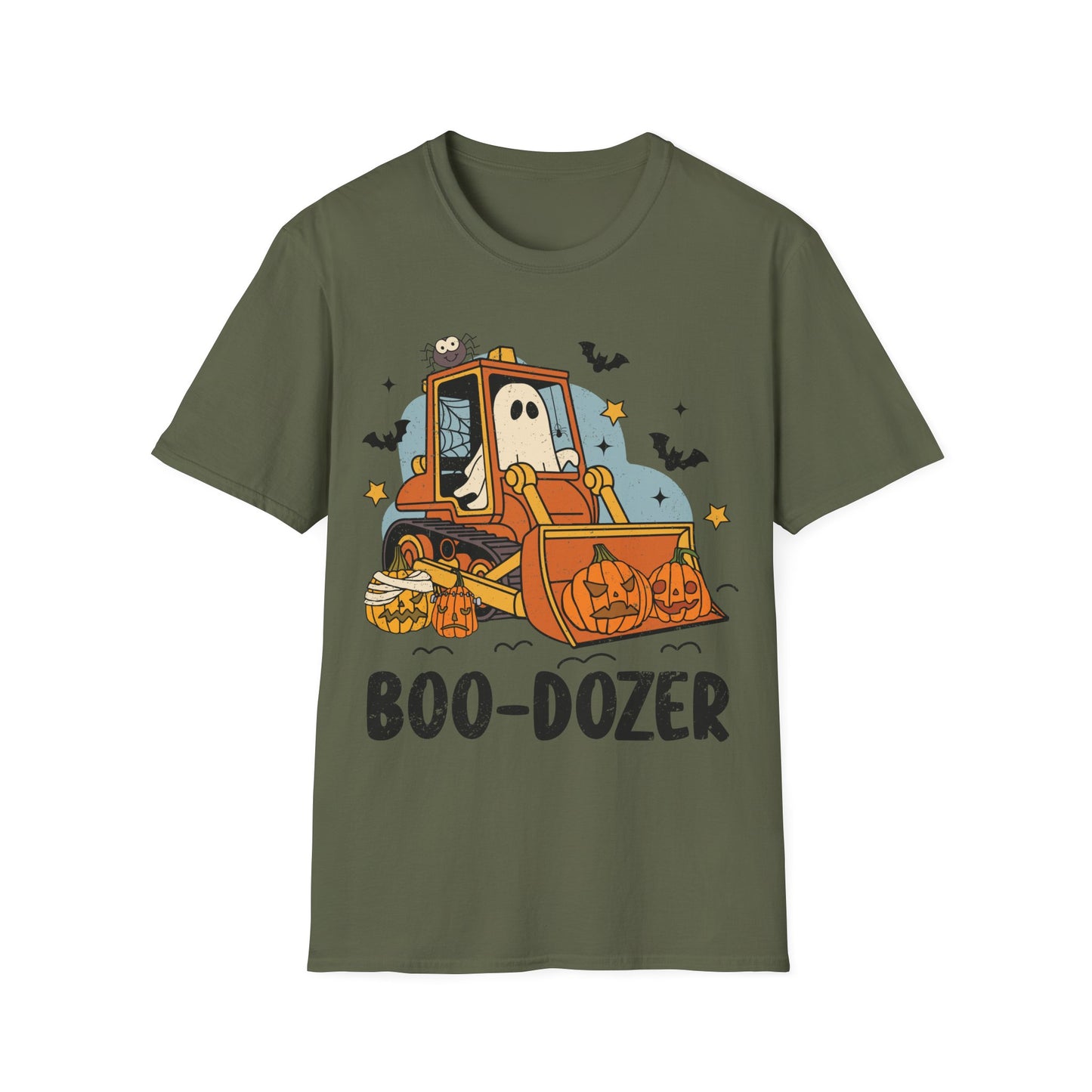 Boo-Dozer Halloween T-Shirt | Funny Ghost Pumpkin Bulldozer Tee