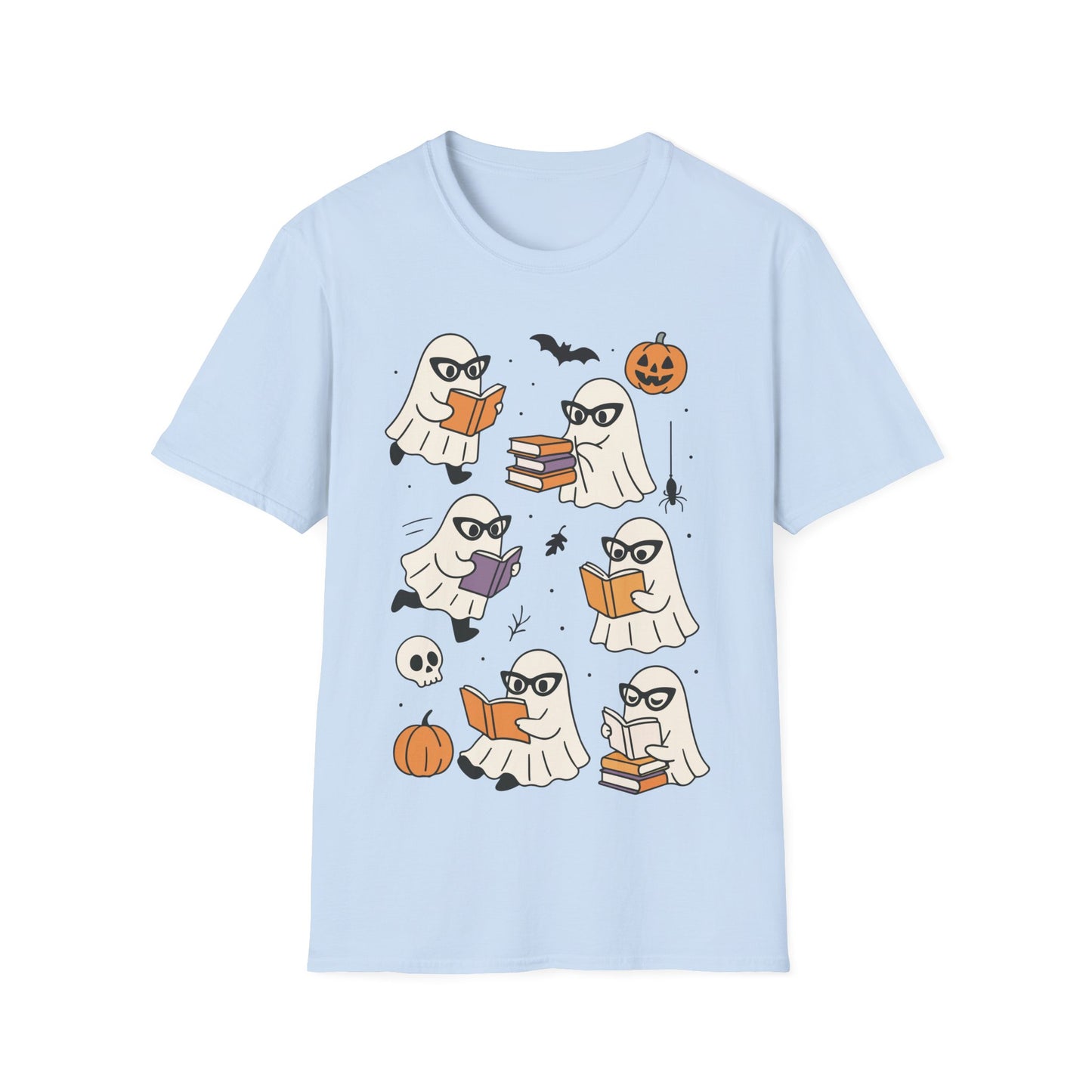 Spooky Bookish Ghosts Shirt – Cute Teacher Halloween Reading T-Shirt