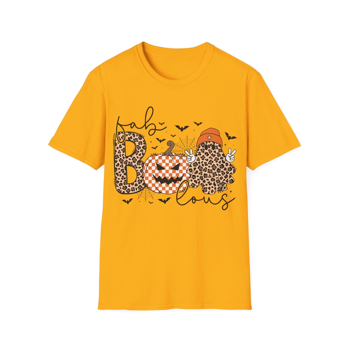 BOO Leopard Print Halloween T-Shirt | Peace Sign Ghost Pumpkin Tee