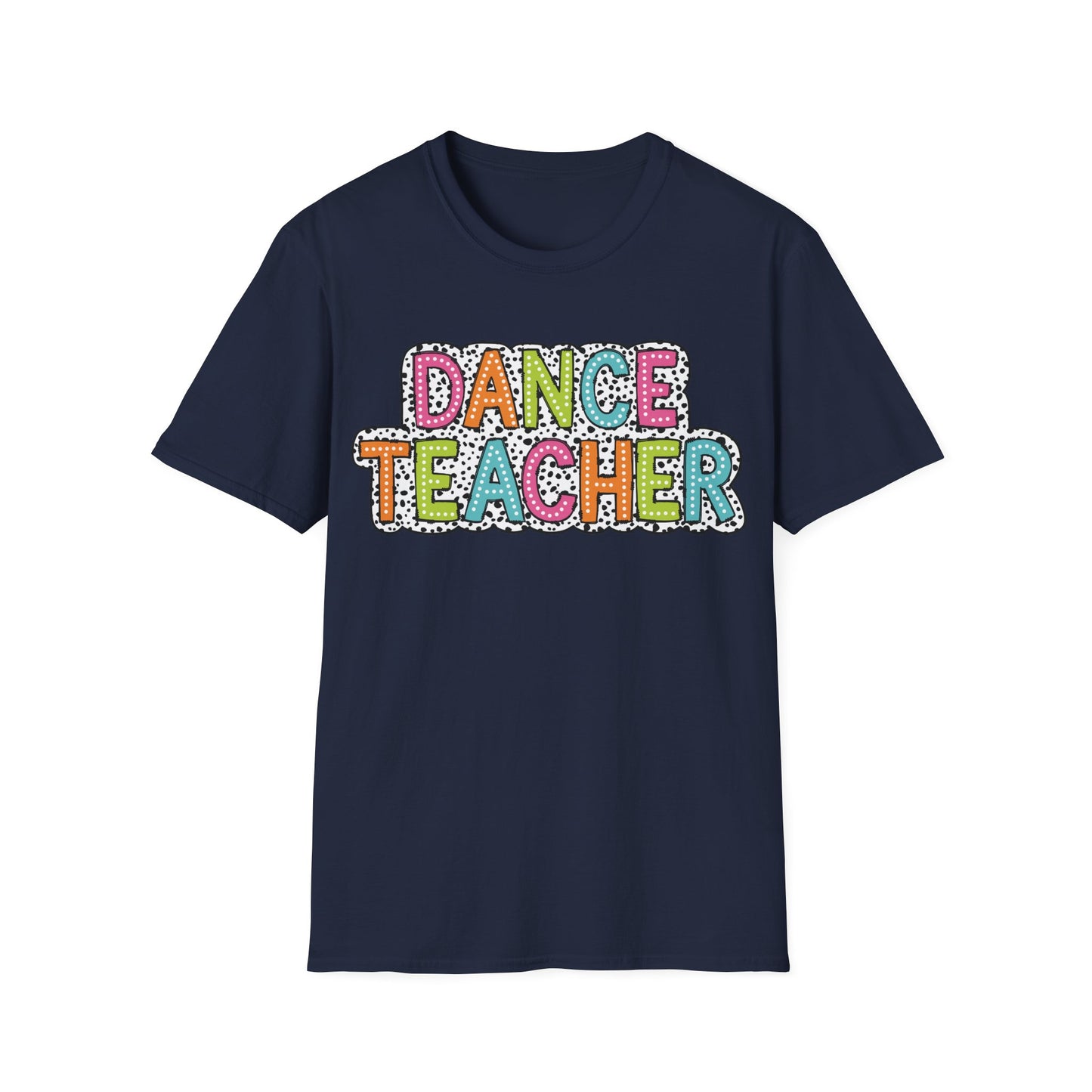 Dance Teacher T-Shirt – Colorful Dalmatian Dot Print Tee