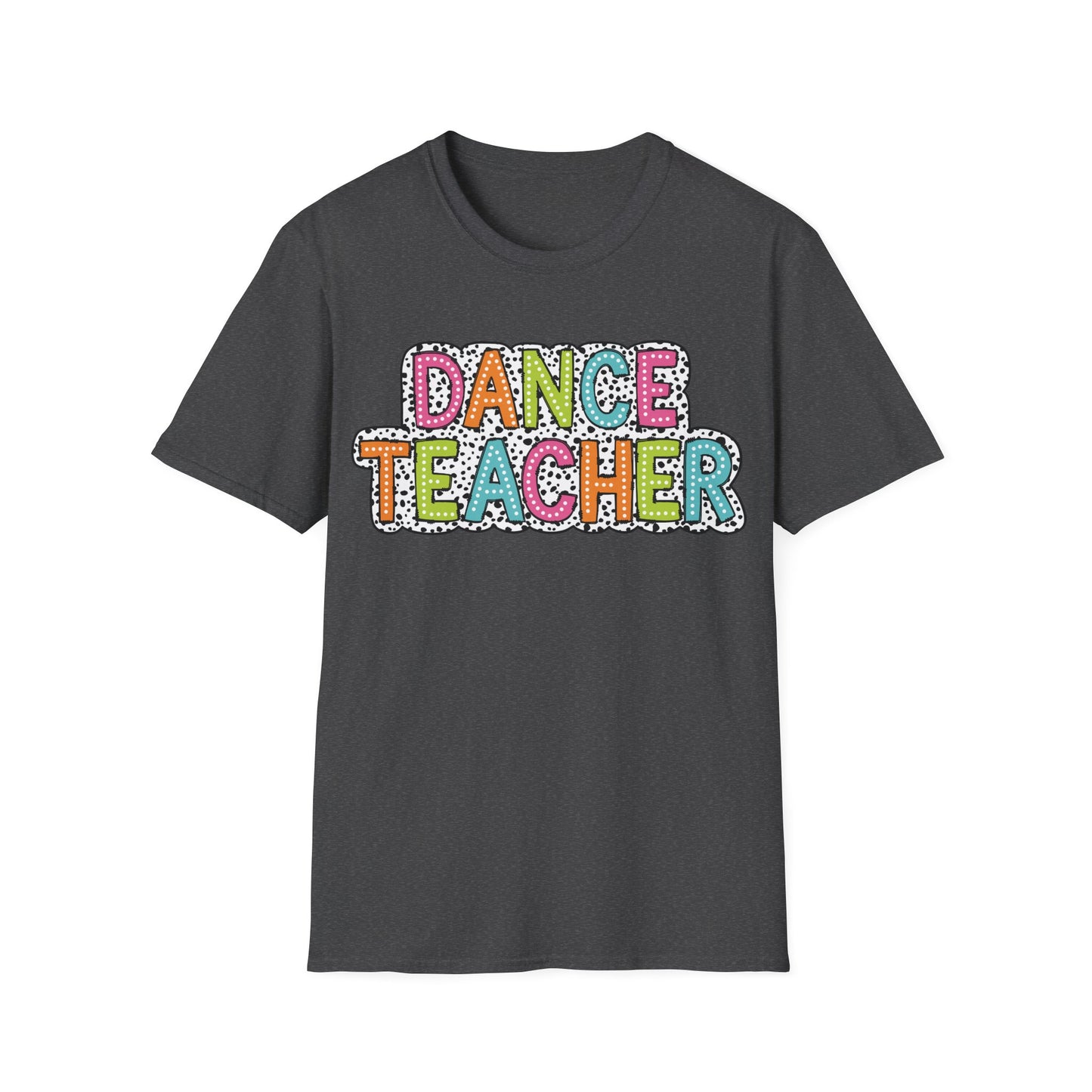 Dance Teacher T-Shirt – Colorful Dalmatian Dot Print Tee