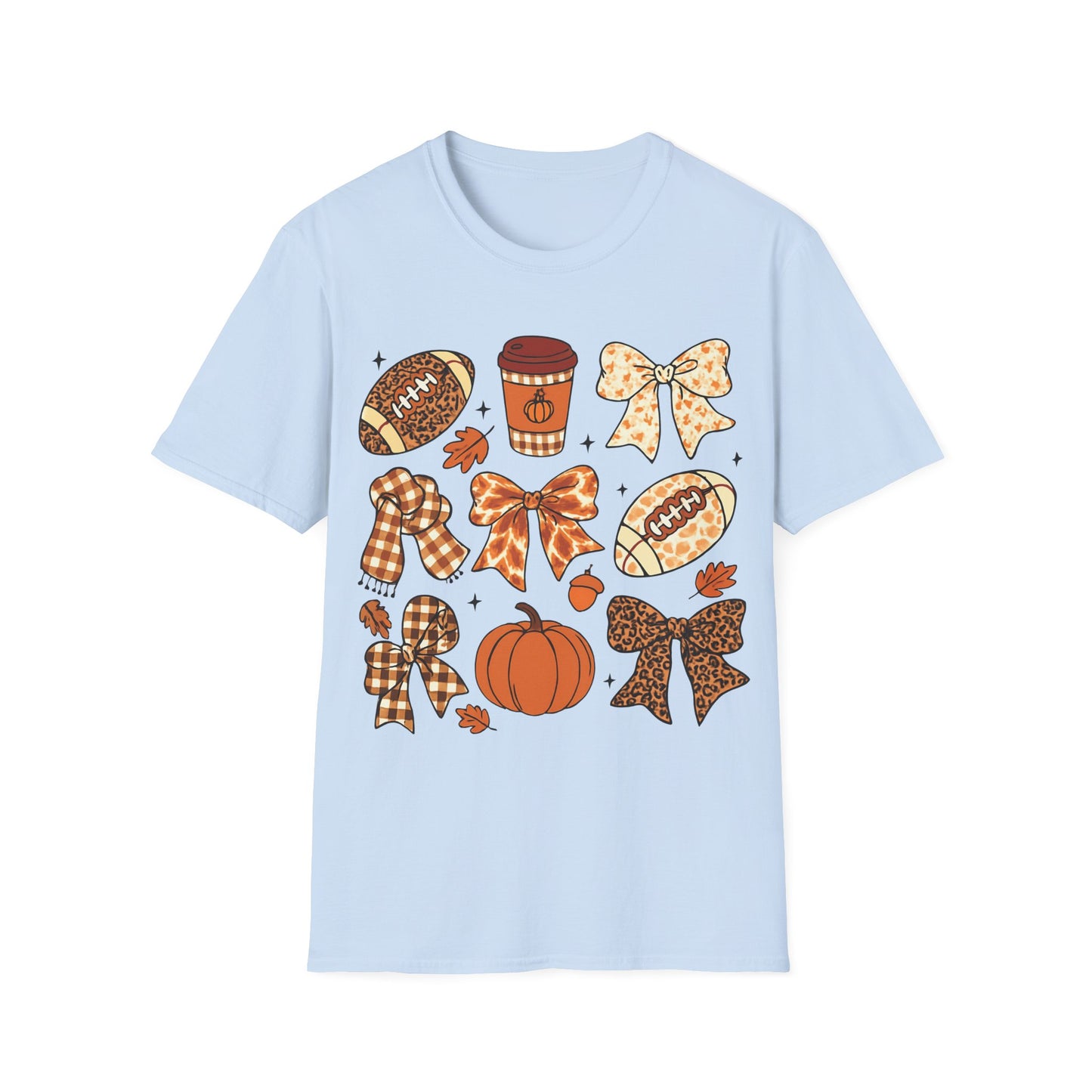 Fall Football Pumpkin Bow T-Shirt – Cute Autumn Game Day Tee