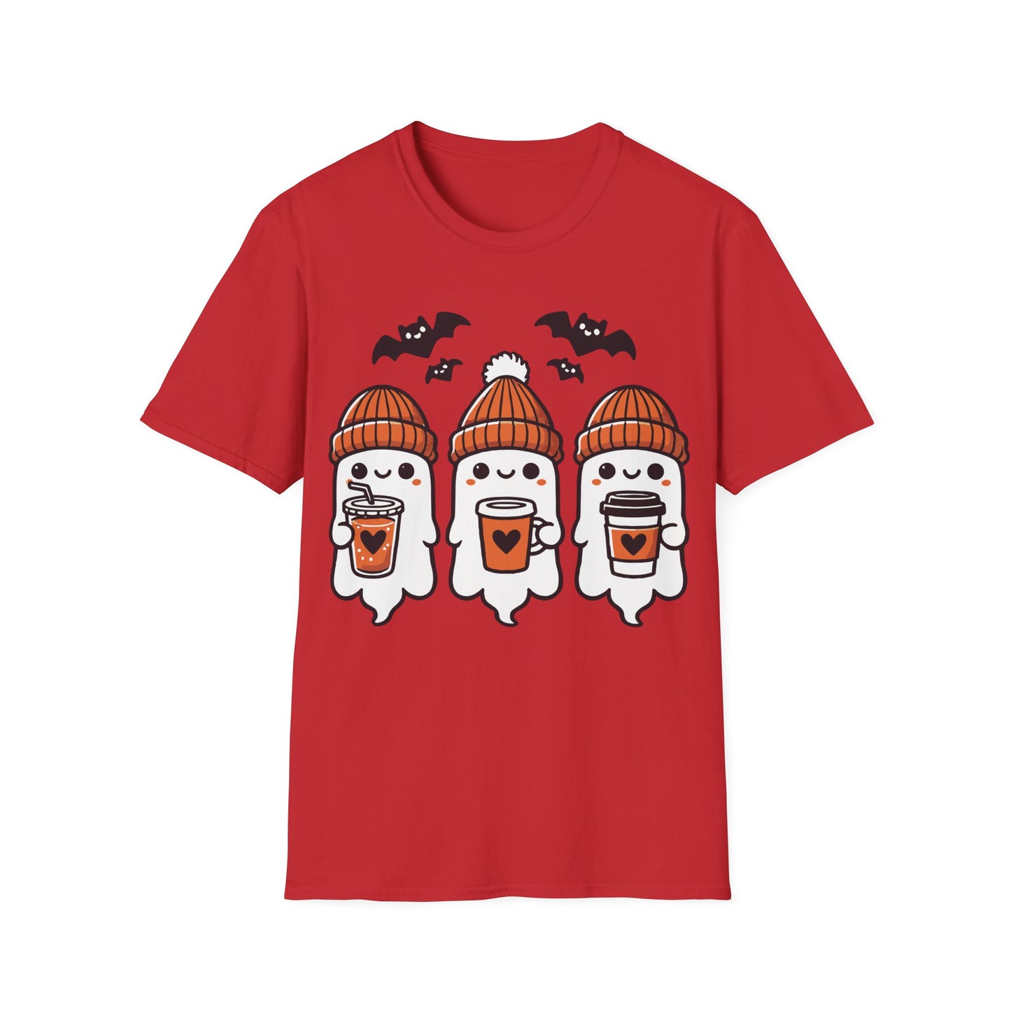 Three Cute Ghosts Coffee Halloween Teacher T-Shirt | Fall Spooky Season Tee