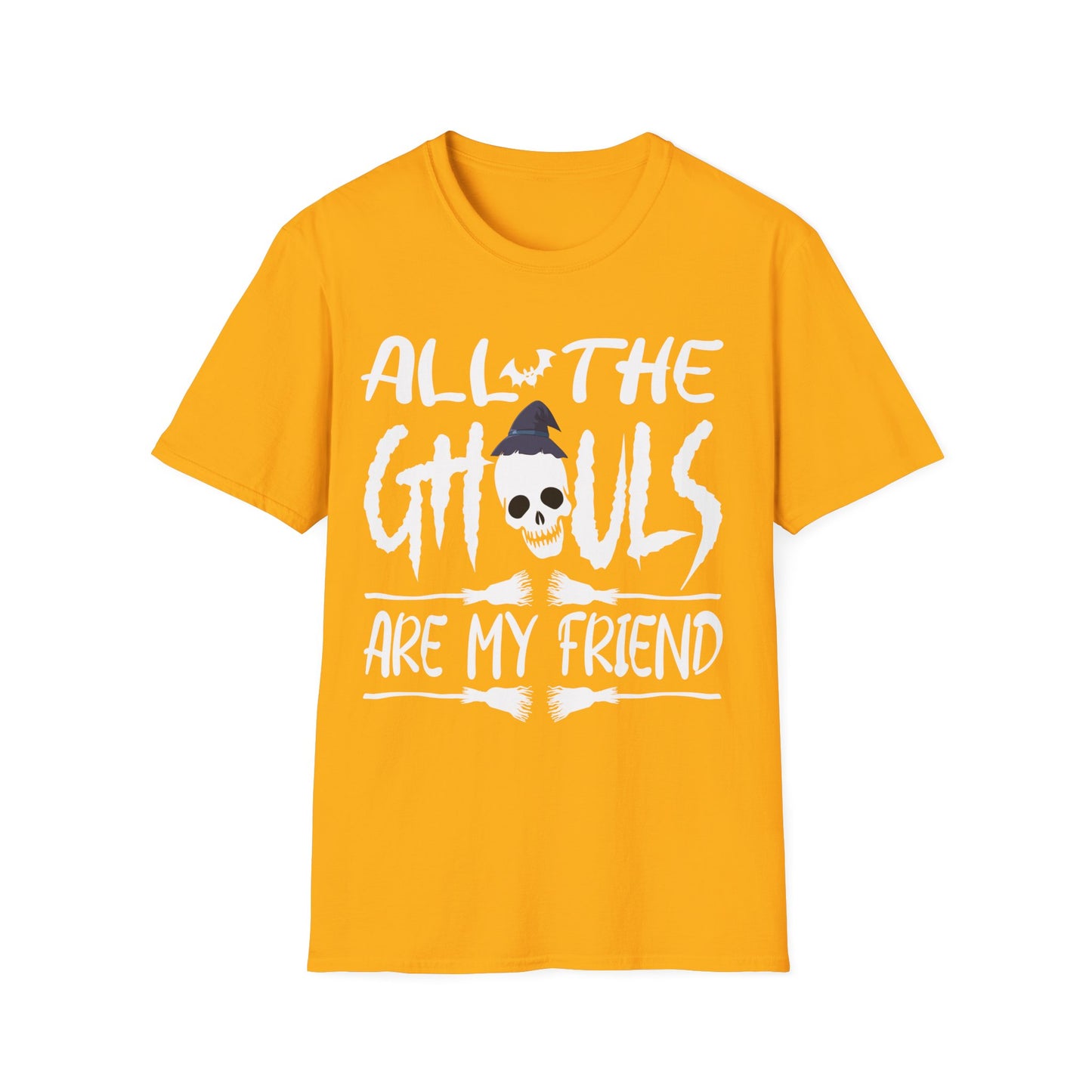All The Ghouls Are My Friend Halloween Shirt | Funny Skull Witch Hat Graphic Tee