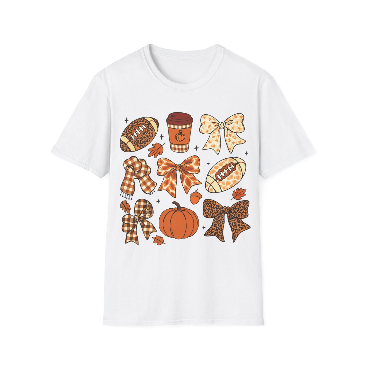 Fall Football Pumpkin Bow T-Shirt – Cute Autumn Game Day Tee