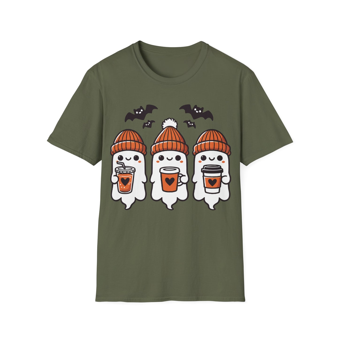 Three Cute Ghosts Coffee Halloween Teacher T-Shirt | Fall Spooky Season Tee