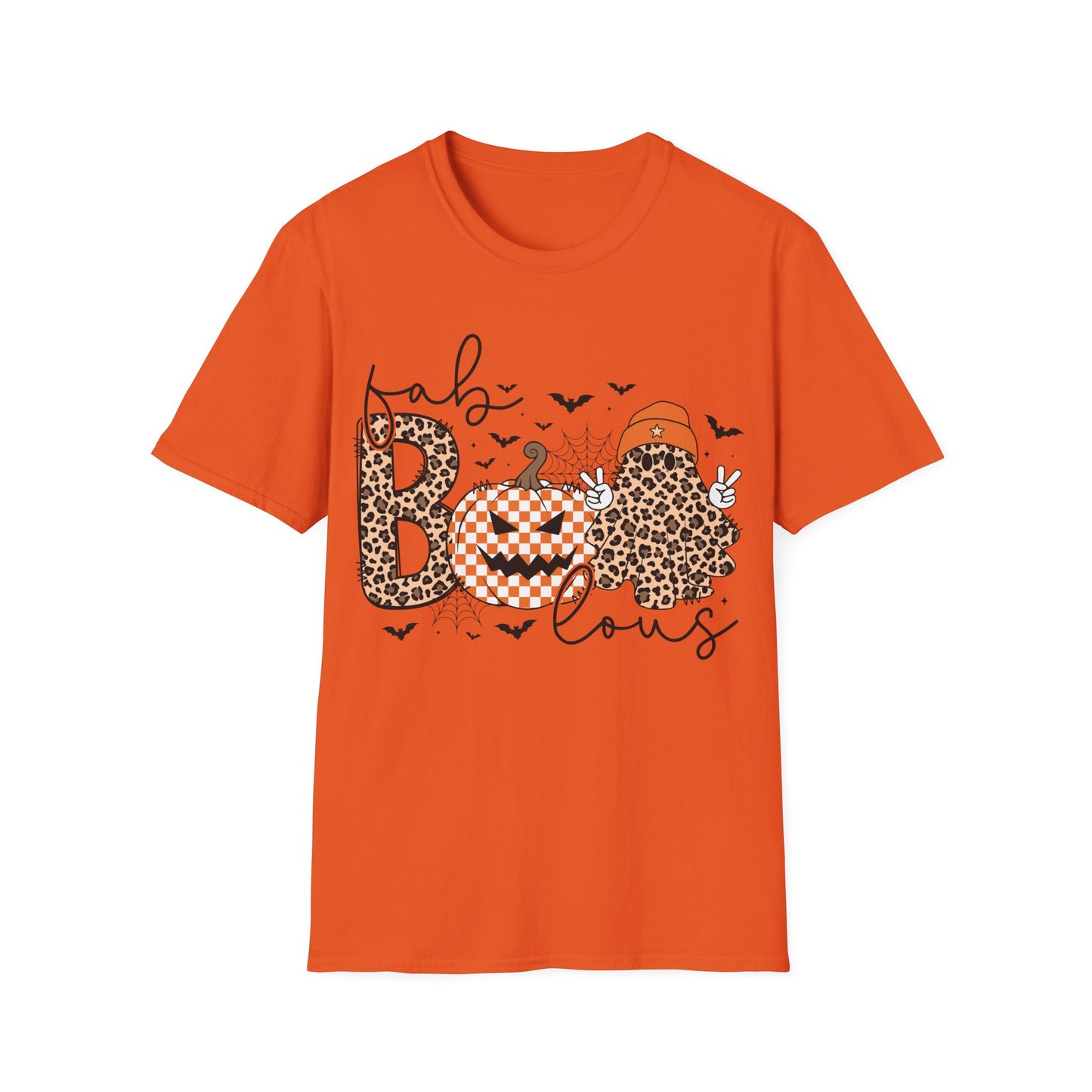 BOO Leopard Print Halloween T-Shirt | Peace Sign Ghost Pumpkin Tee