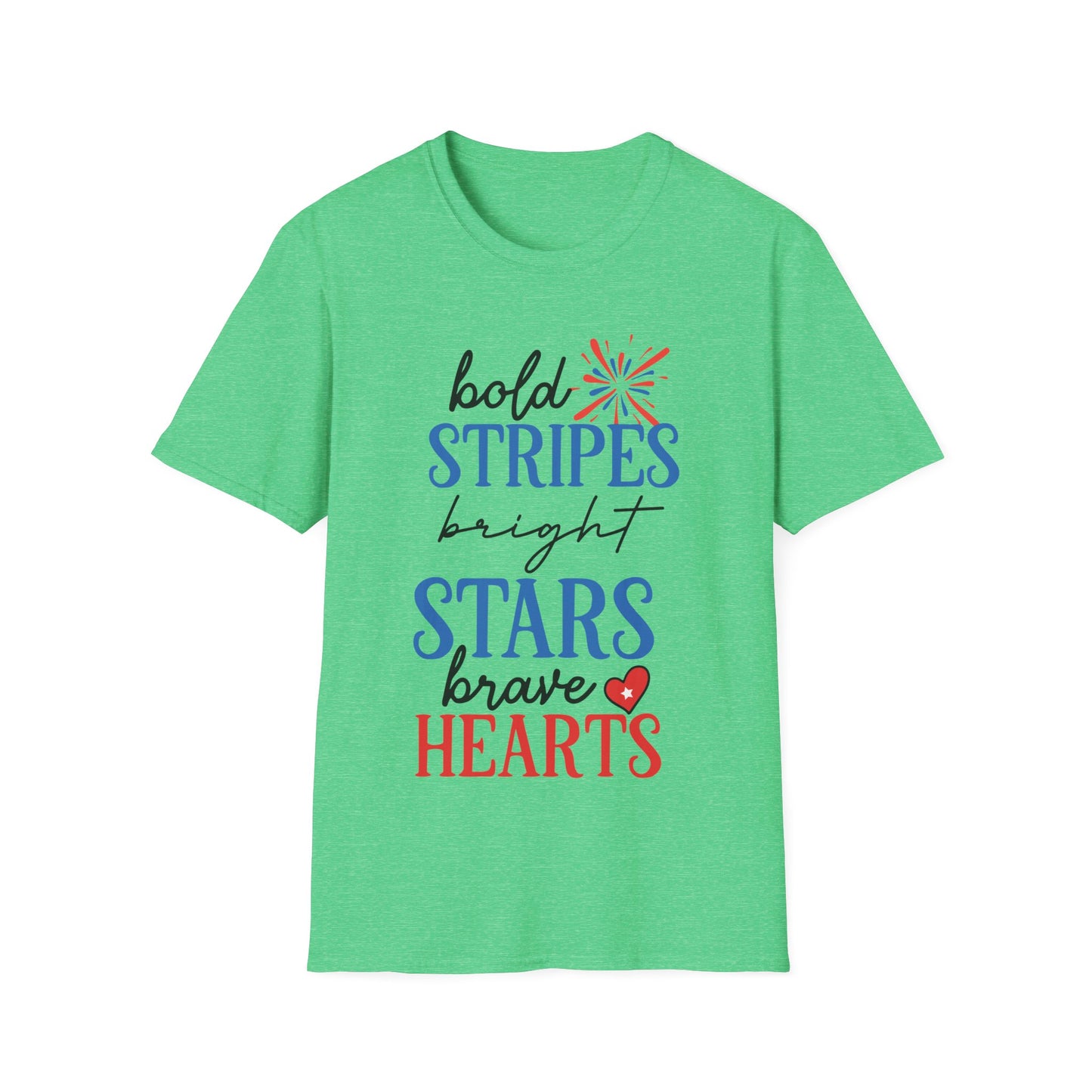 Bold Stripes, Bright Stars, Brave Hearts - Unisex Short Sleeve T-Shirt