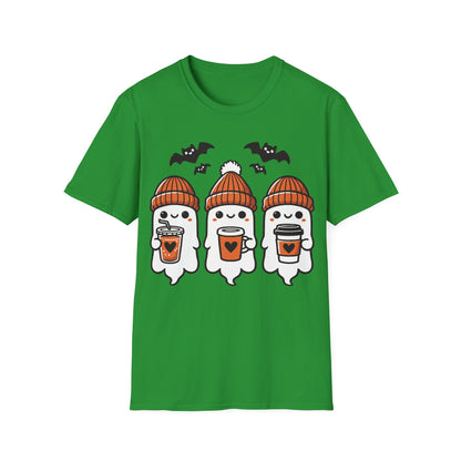 Three Cute Ghosts Coffee Halloween Teacher T-Shirt | Fall Spooky Season Tee