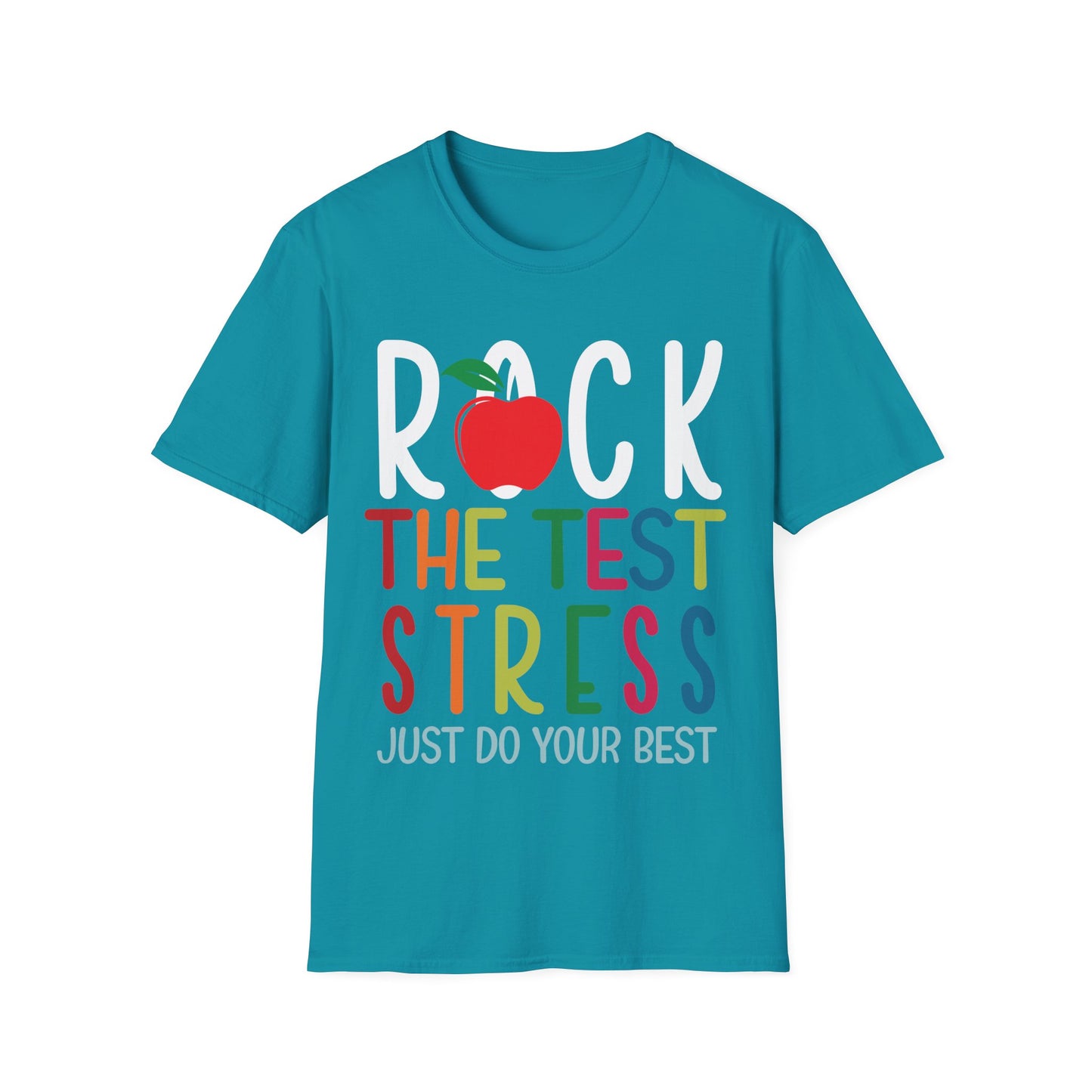 Rock the Test Stress Teacher T-Shirt – Motivational Testing Day Te