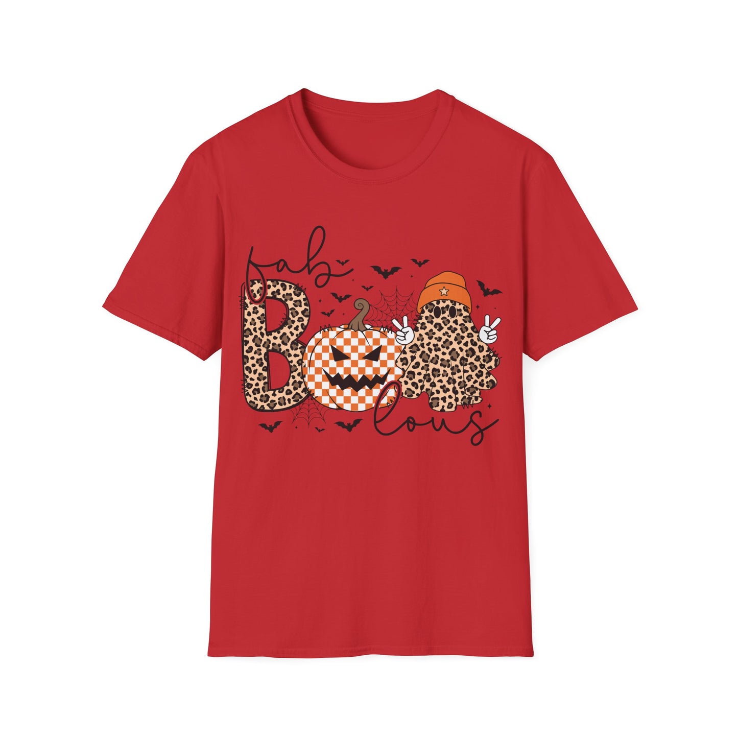 BOO Leopard Print Halloween T-Shirt | Peace Sign Ghost Pumpkin Tee