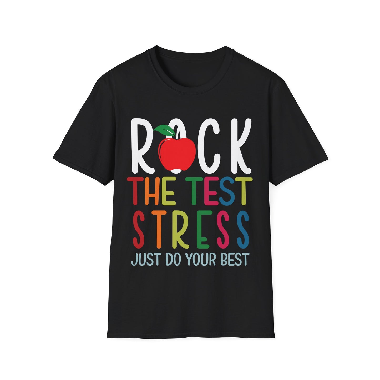 Rock the Test Stress Teacher T-Shirt – Motivational Testing Day Te
