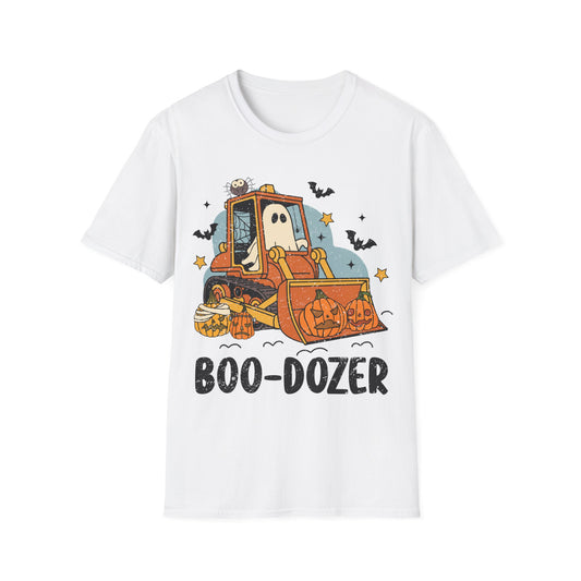 Boo-Dozer Halloween T-Shirt | Funny Ghost Pumpkin Bulldozer Tee
