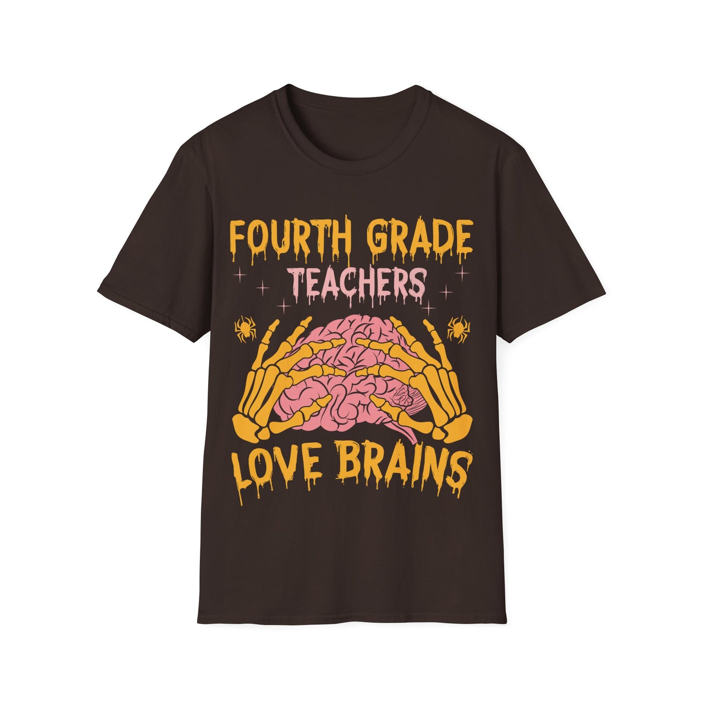4th Grade Teachers Love Brains Halloween T-Shirt | Skeleton Hands Zombie Tee