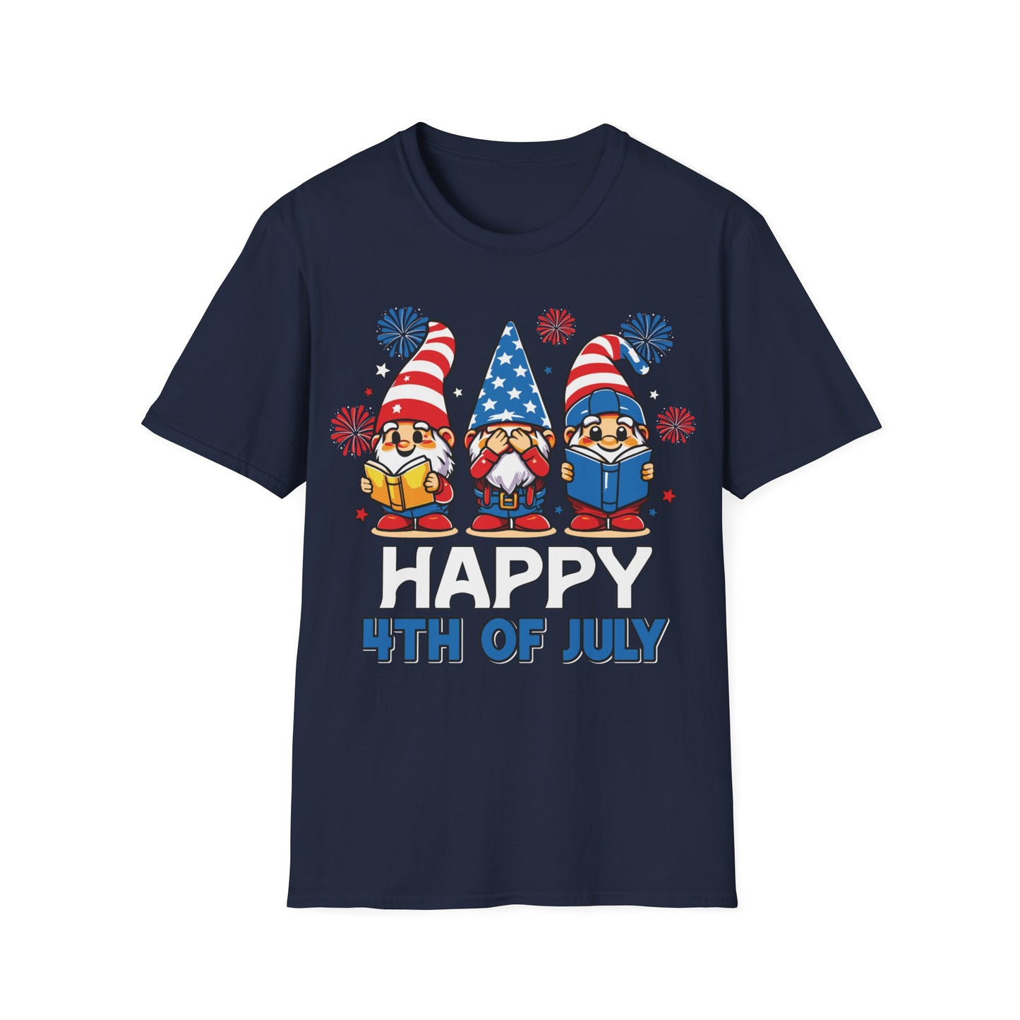 Cute Gnome Happy 4th July  - Short Sleeve T-Shirt