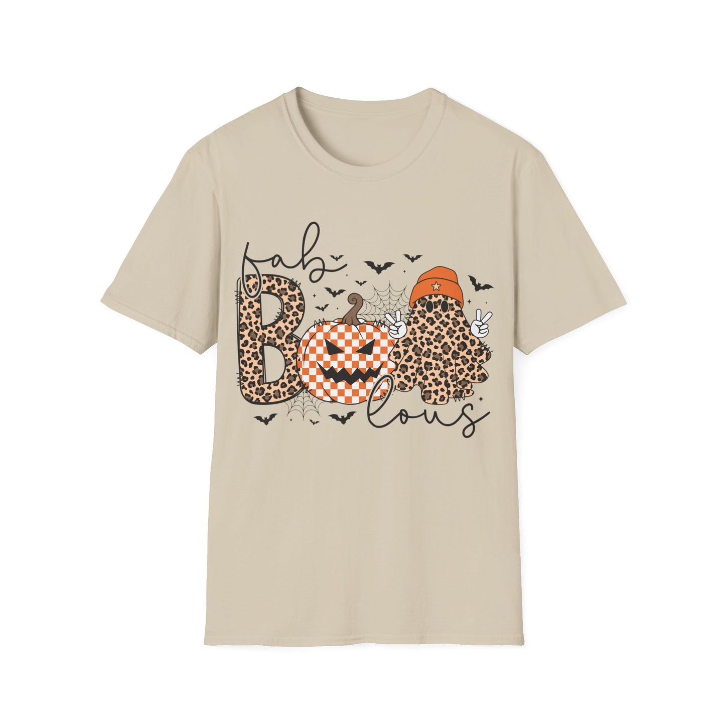 BOO Leopard Print Halloween T-Shirt | Peace Sign Ghost Pumpkin Tee