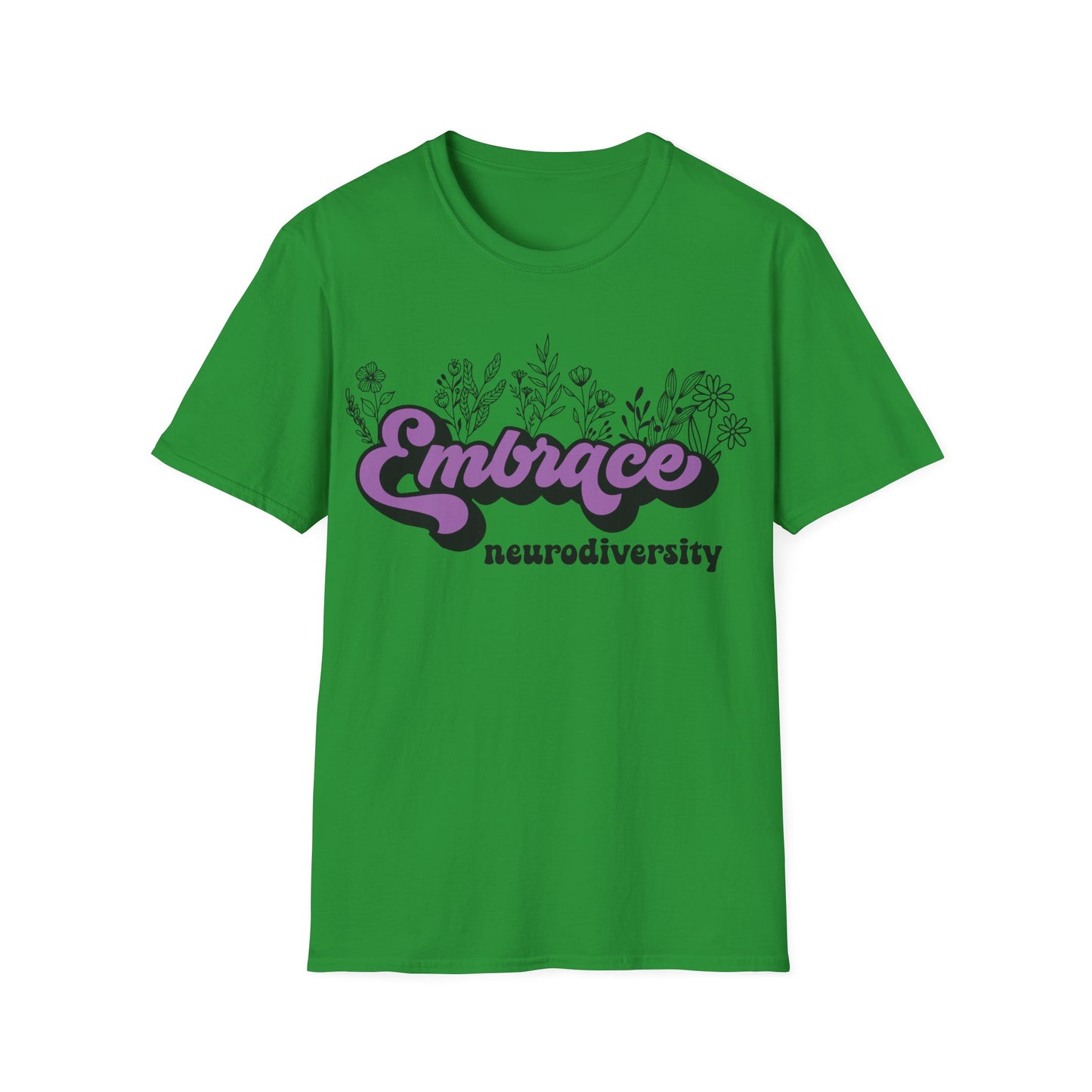 Embrace Diversity Purple Graphic - Celebrating Neurodiversity + Inclusion - T-Shirt