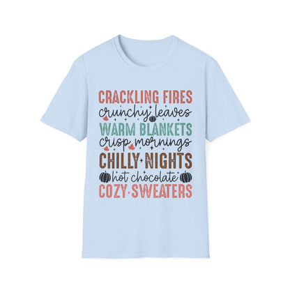 Cozy Fall Vibes Shirt – Crackling Fires + Warm Blankets Autumn T-Shirt