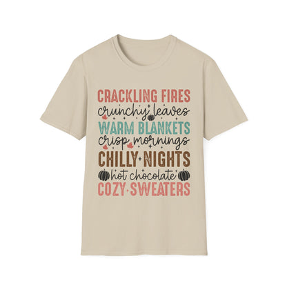 Cozy Fall Vibes Shirt – Crackling Fires + Warm Blankets Autumn T-Shirt