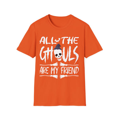All The Ghouls Are My Friend Halloween Shirt | Funny Skull Witch Hat Graphic Tee
