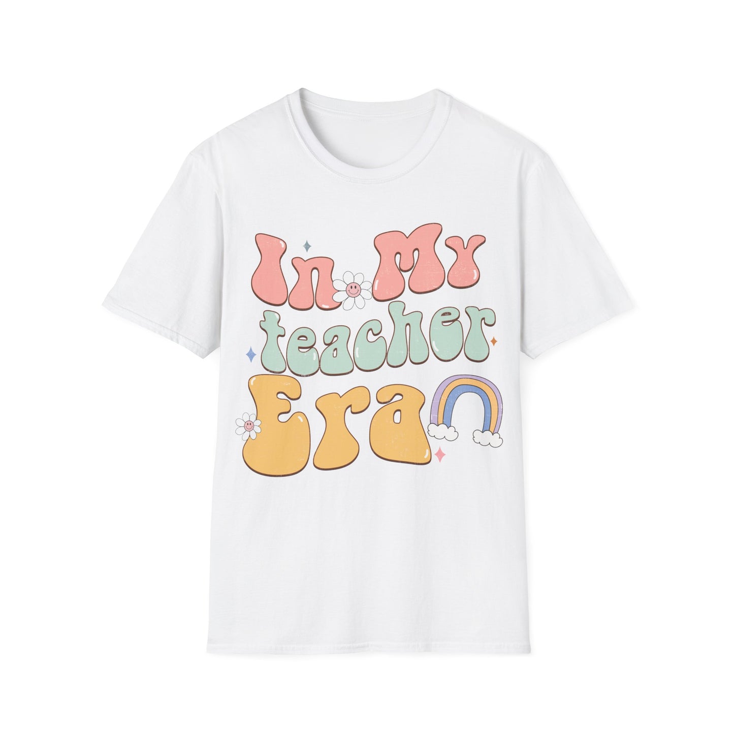 Teacher Era Unisex Jersey T-shirt - Retro Rainbow Design