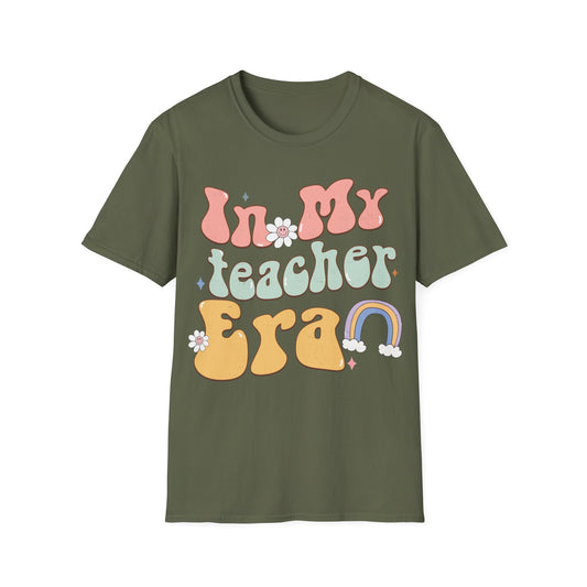 Teacher Era Unisex Jersey T-shirt - Retro Rainbow Design
