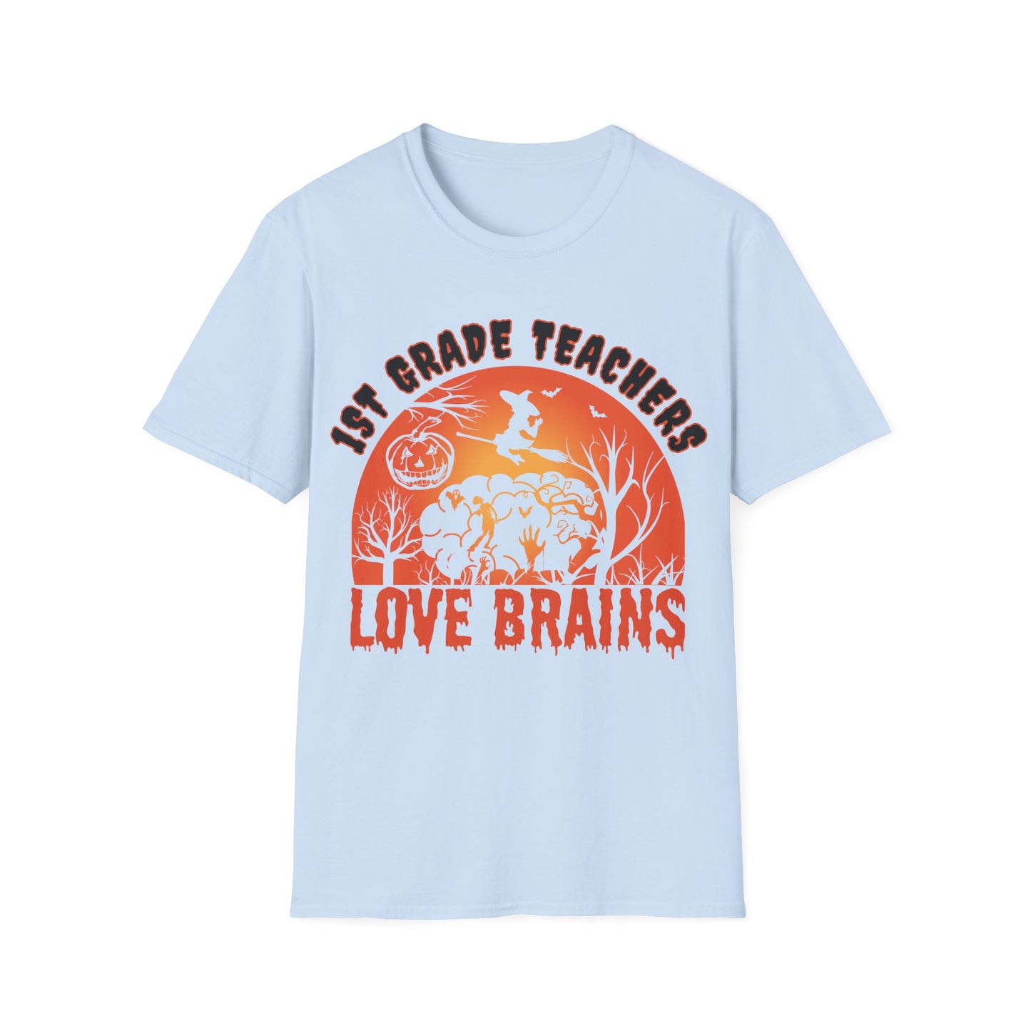 1st Grade Teachers Love Brains Halloween T-Shirt | Funny Zombie Teacher Tee