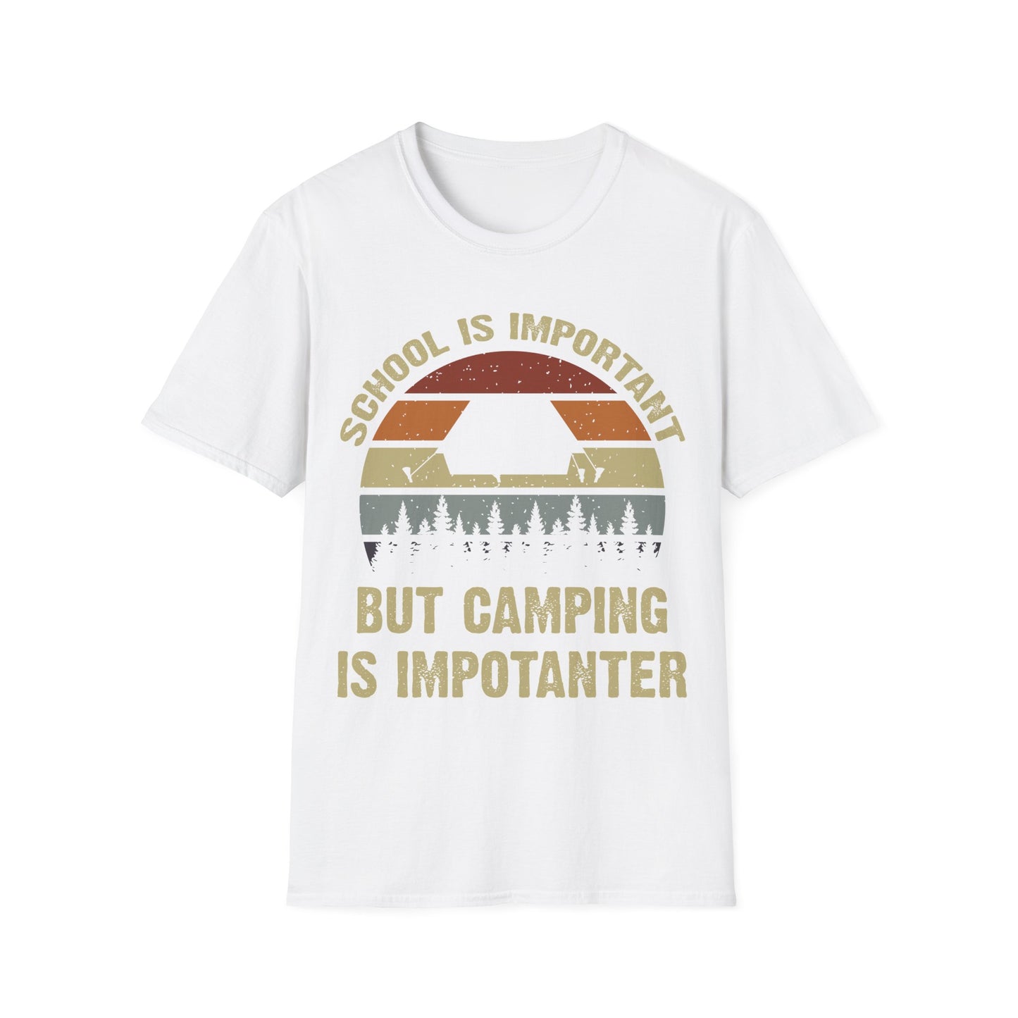 School Is Important But Camping Is Importanter Funny Camping T-Shirt