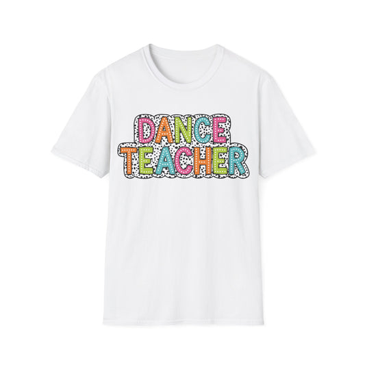 Dance Teacher T-Shirt – Colorful Dalmatian Dot Print Tee