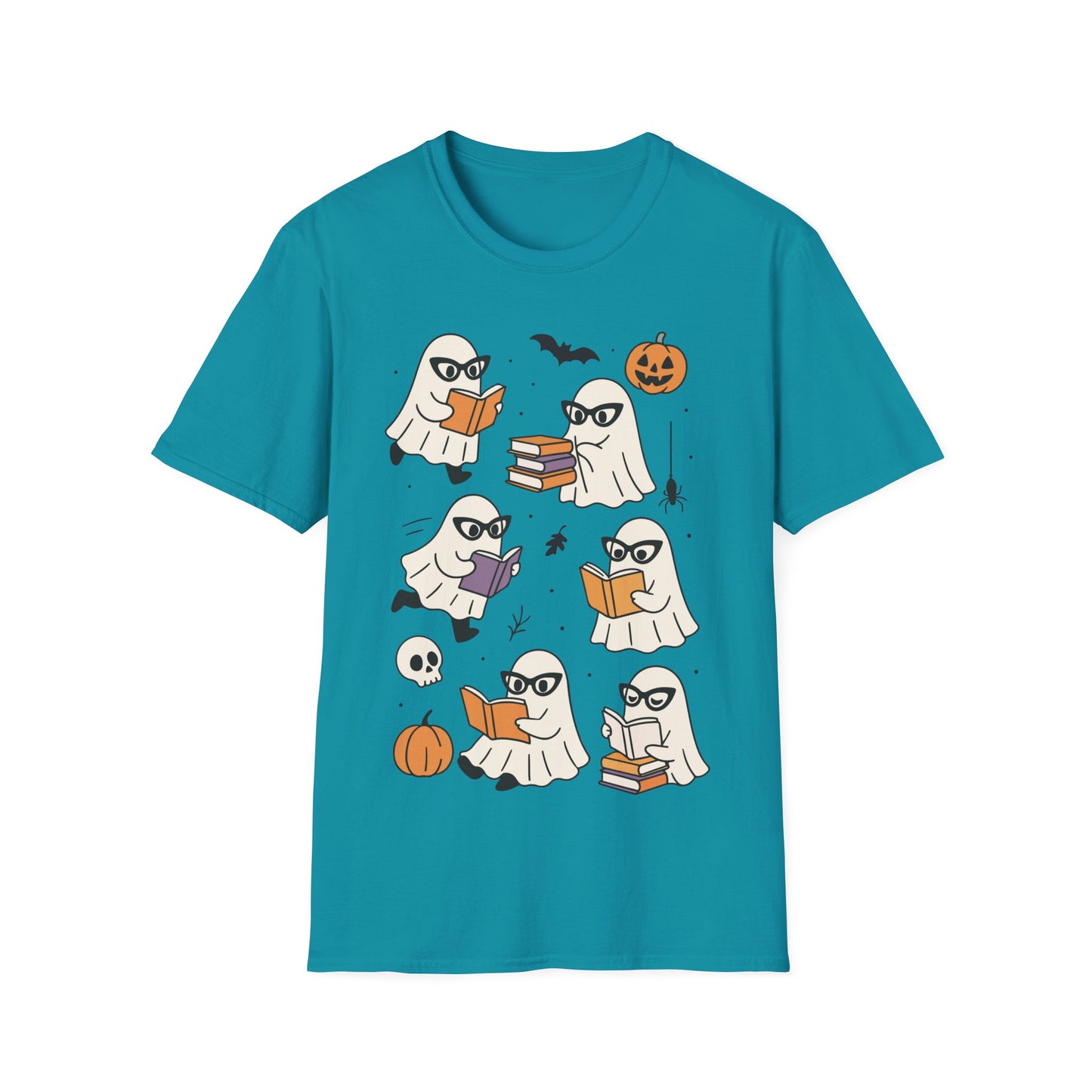 Spooky Bookish Ghosts Shirt – Cute Teacher Halloween Reading T-Shirt