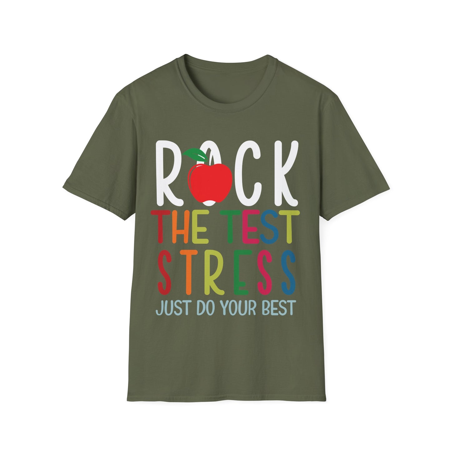 Rock the Test Stress Teacher T-Shirt – Motivational Testing Day Te
