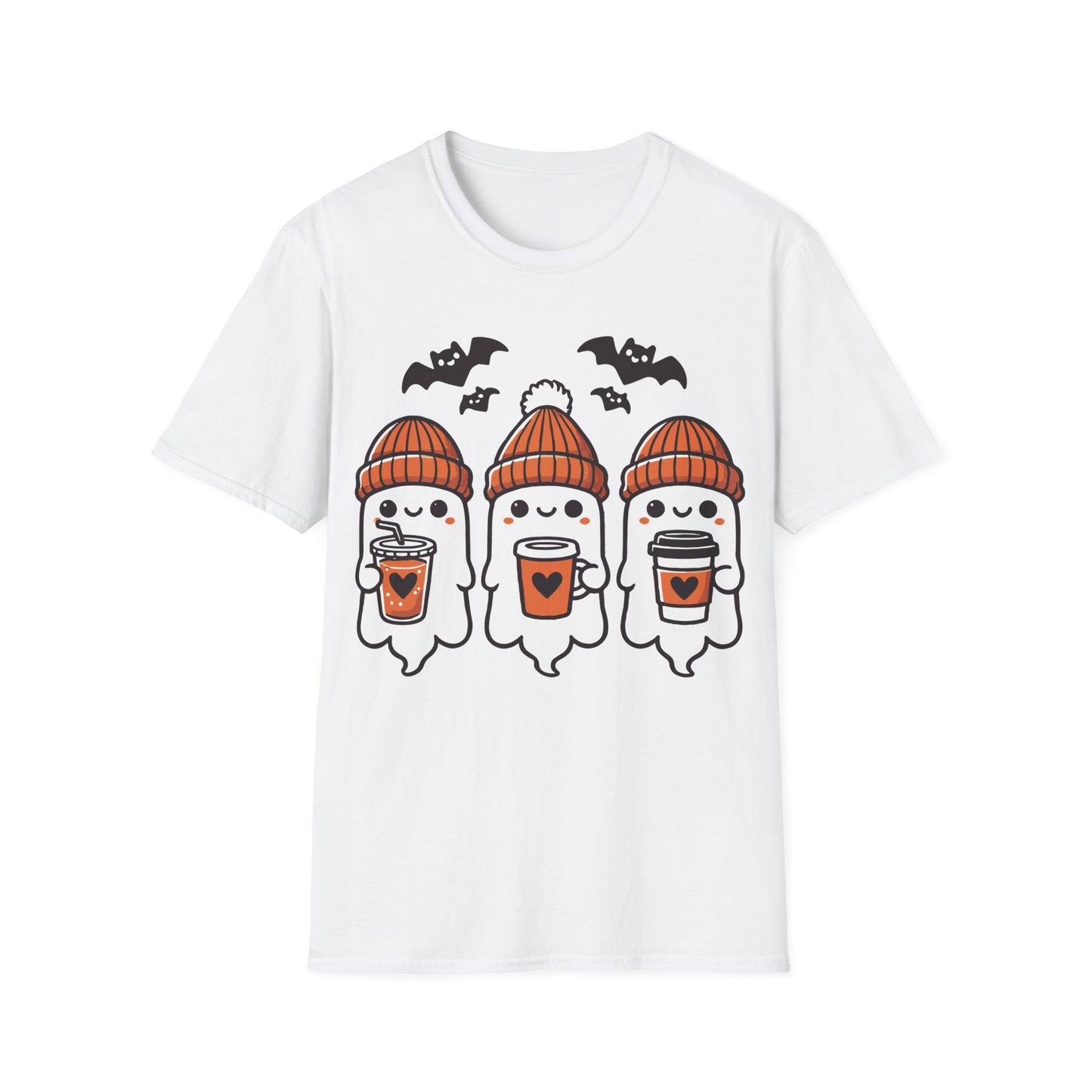 Three Cute Ghosts Coffee Halloween Teacher T-Shirt | Fall Spooky Season Tee