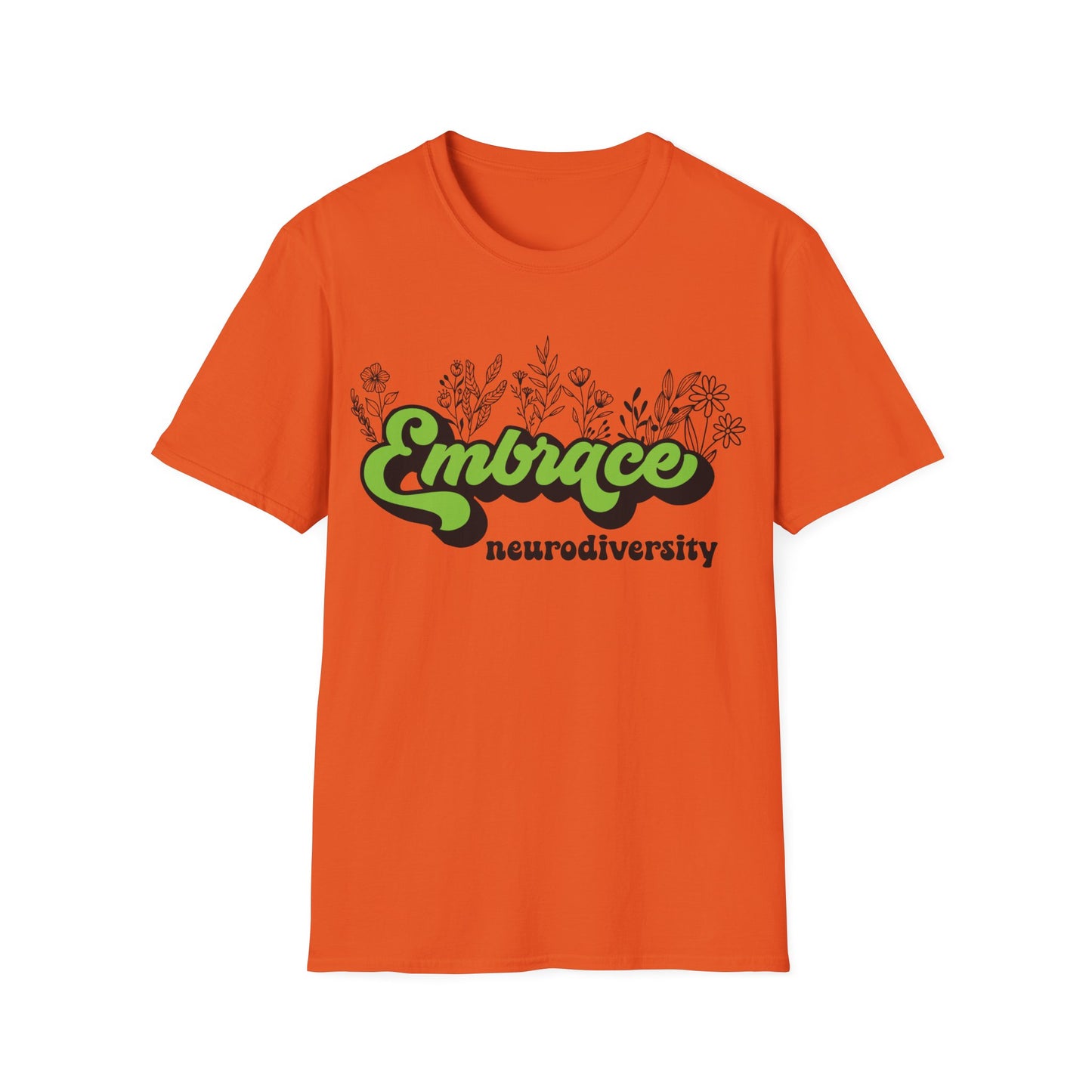 Embrace Diversity Green Graphic - Celebrating Neurodiversity + Inclusion - T-Shirt